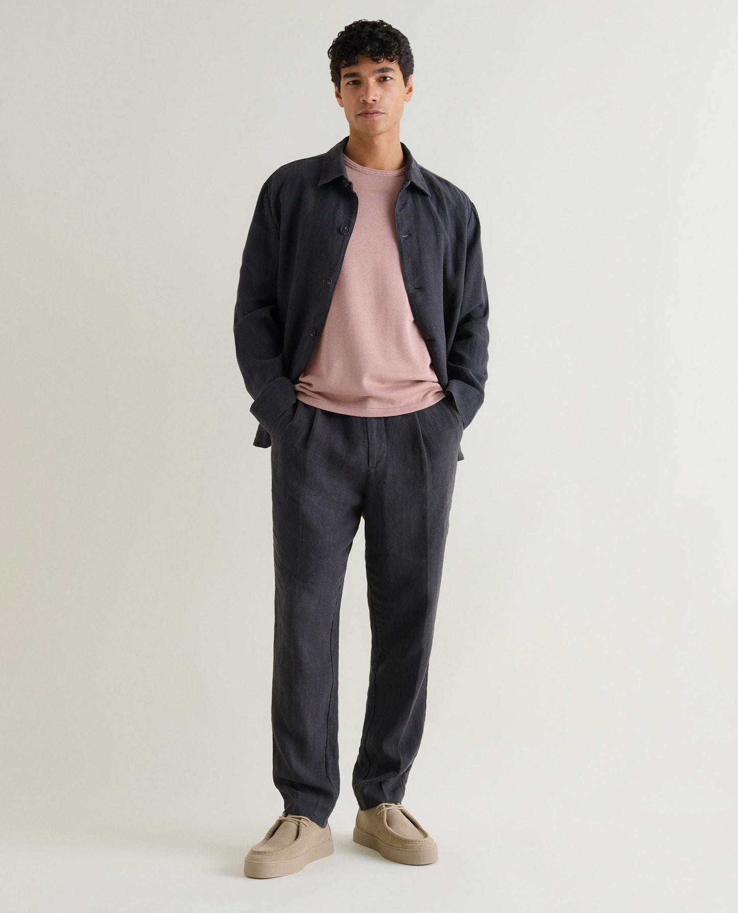 Men's European Flax™ Linen Relaxed Suit Jacket - Smoke