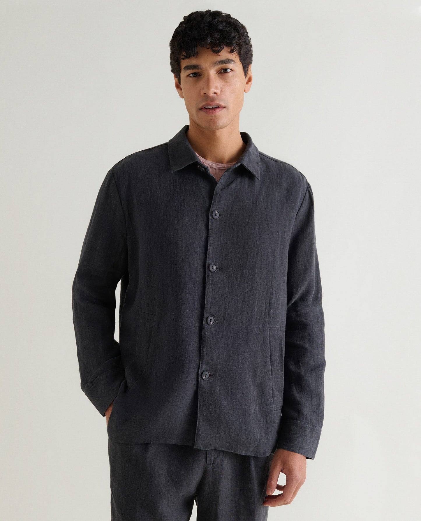 Men's European Flax™ Linen Relaxed Suit Jacket - Smoke