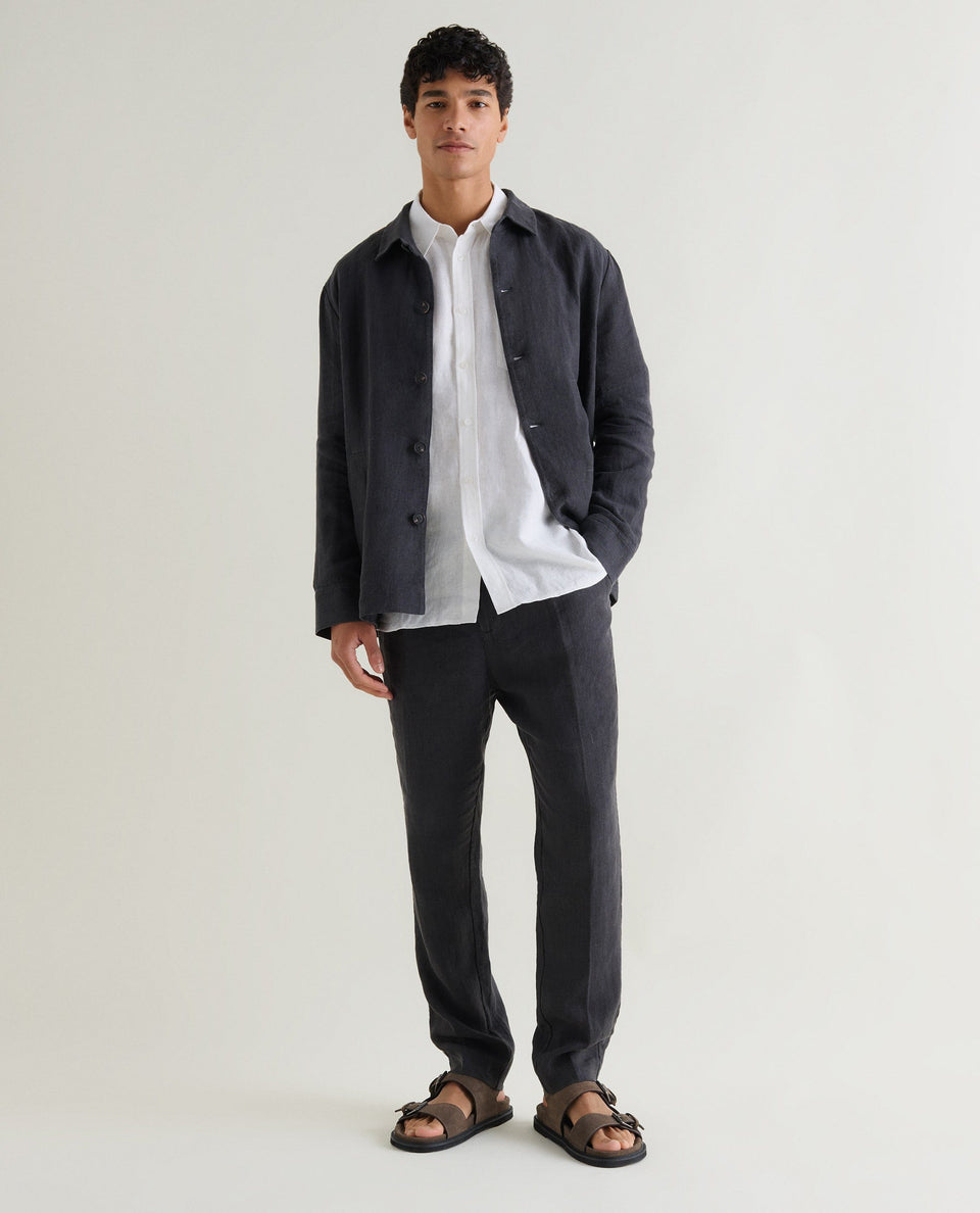 Men's European Flax™ Linen Relaxed Suit Jacket - Smoke