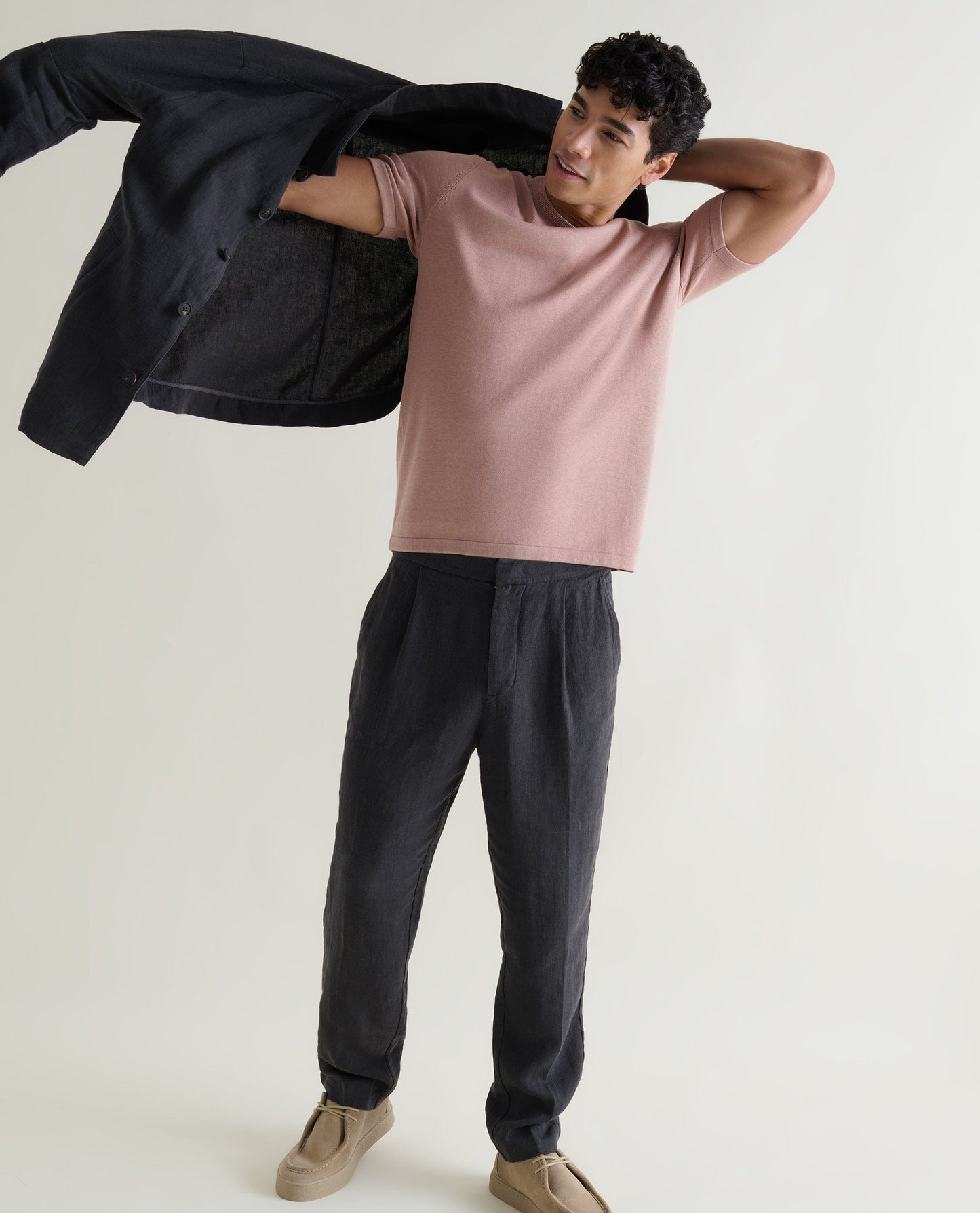 Men's European Flax™ Linen Relaxed Suit Jacket - Smoke