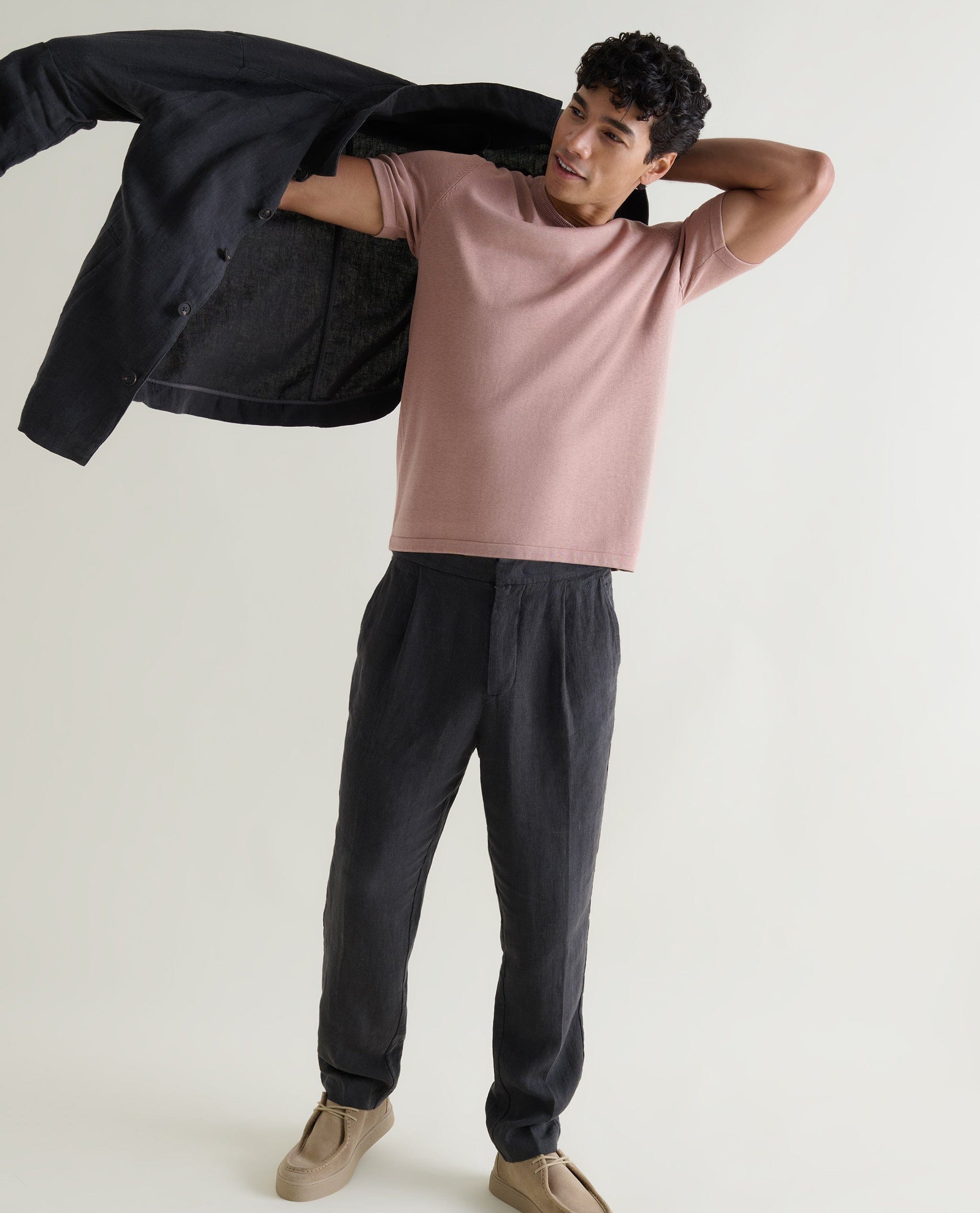 Men's European Flax™ Linen Relaxed Suit Jacket - Smoke