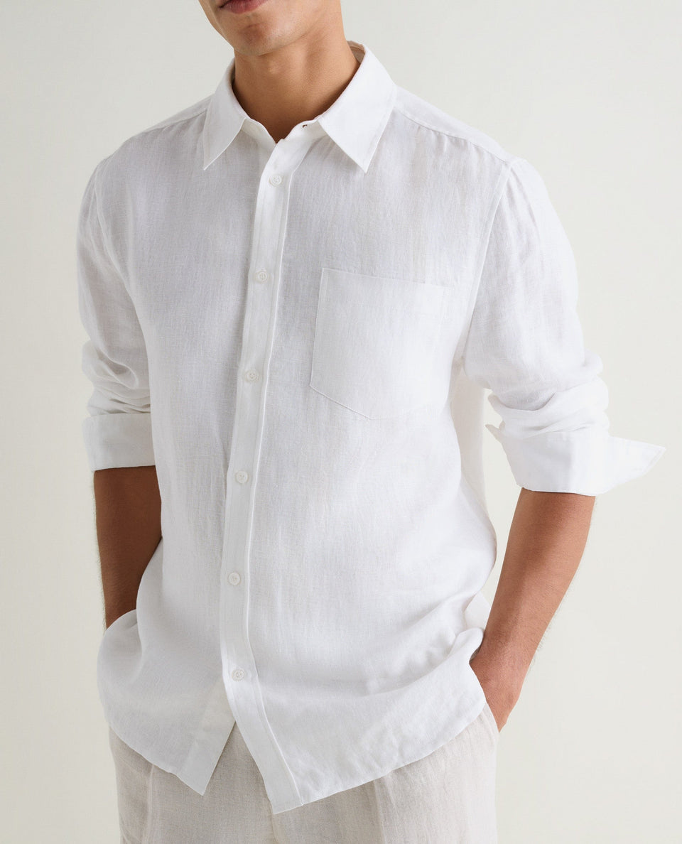 Men's European Flax Linen Shirt - White