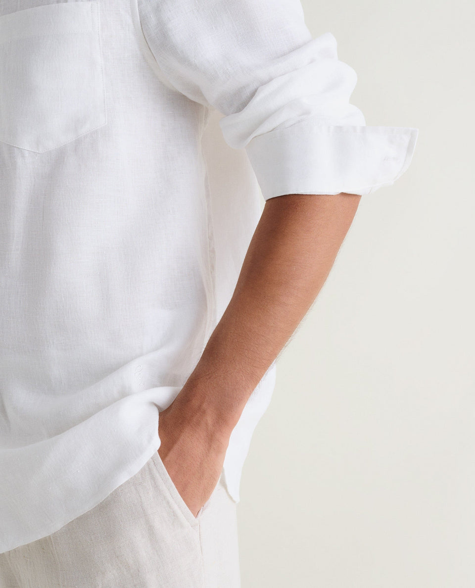 Men's European Flax Linen Shirt - White