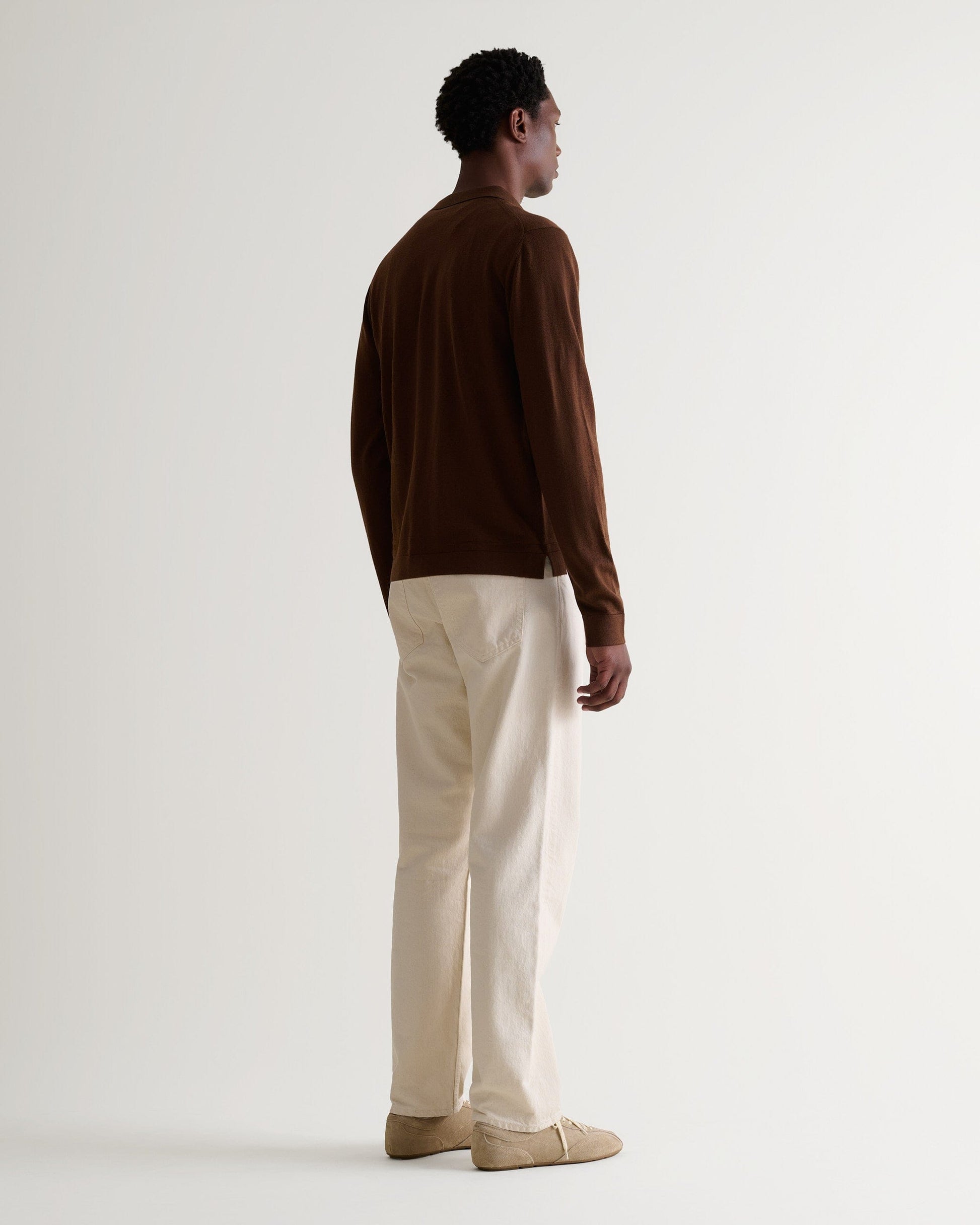 Men's Fine Merino Knit Shirt - Chestnut-[colour]-[size]-Rise &amp; Fall