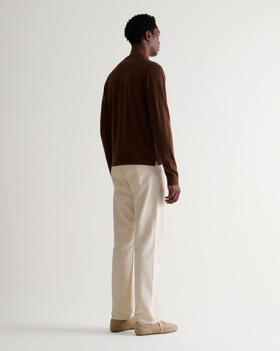 Men's Fine Merino Knit Shirt - Chestnut-[colour]-[size]-Rise &amp; Fall