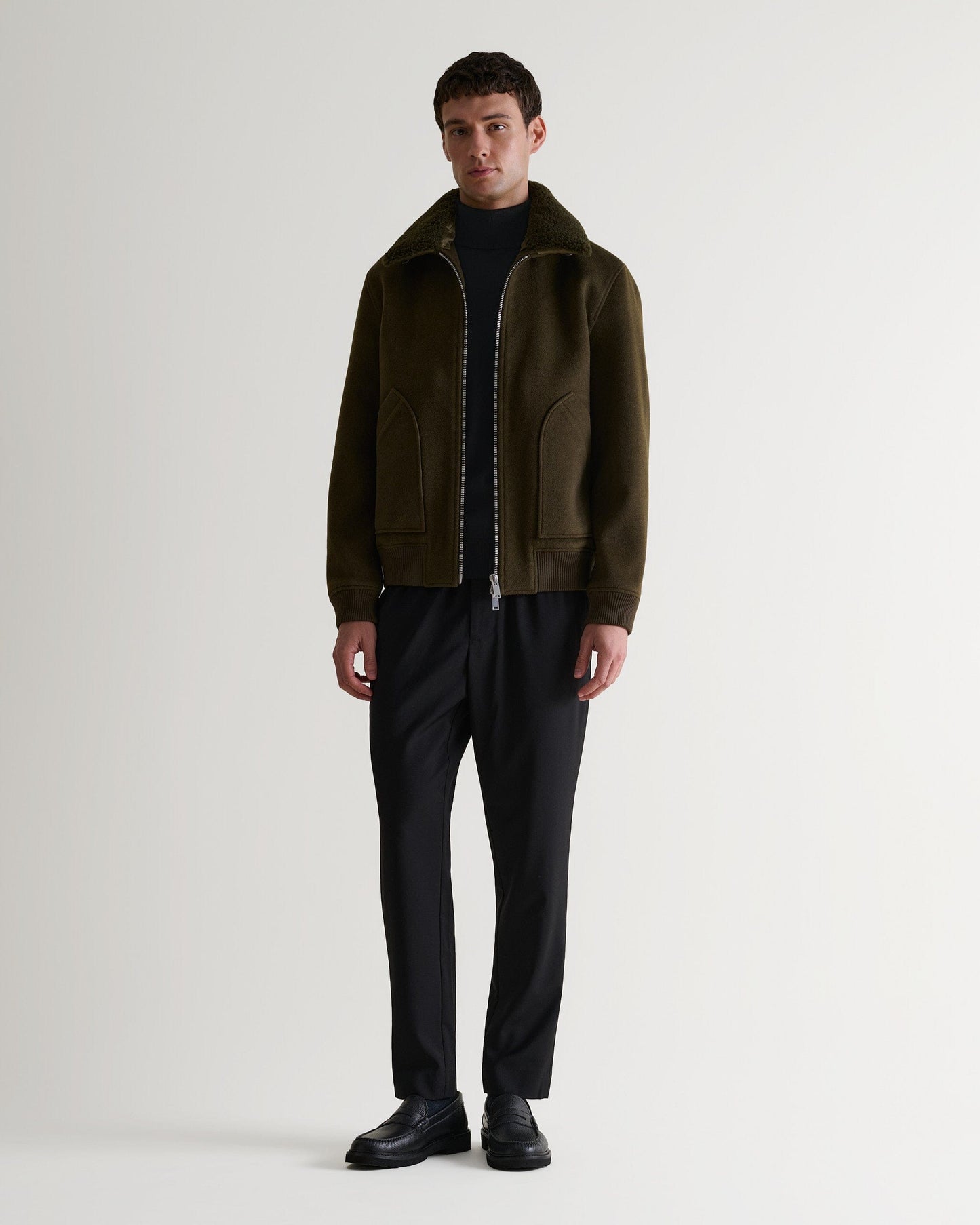 Men's Fine Merino Roll Neck Jumper - Black