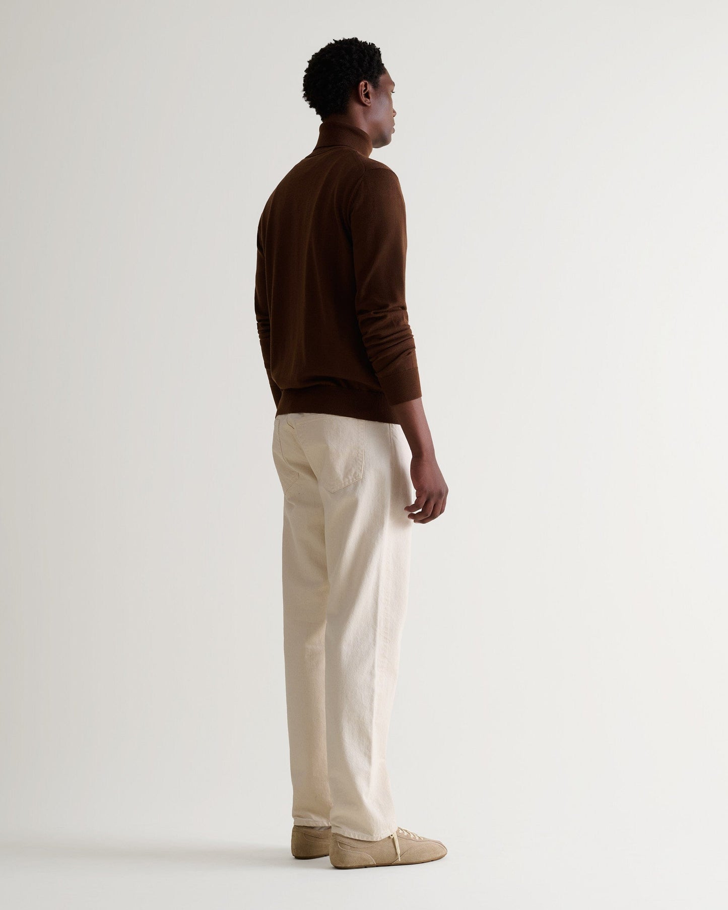 Men's Fine Merino Roll Neck Jumper - Chestnut-[colour]-[size]-Rise &amp; Fall