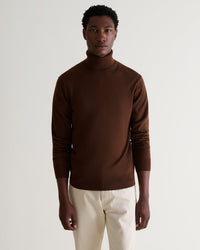 Men's Fine Merino Roll Neck Jumper - Chestnut-[colour]-[size]-Rise &amp; Fall