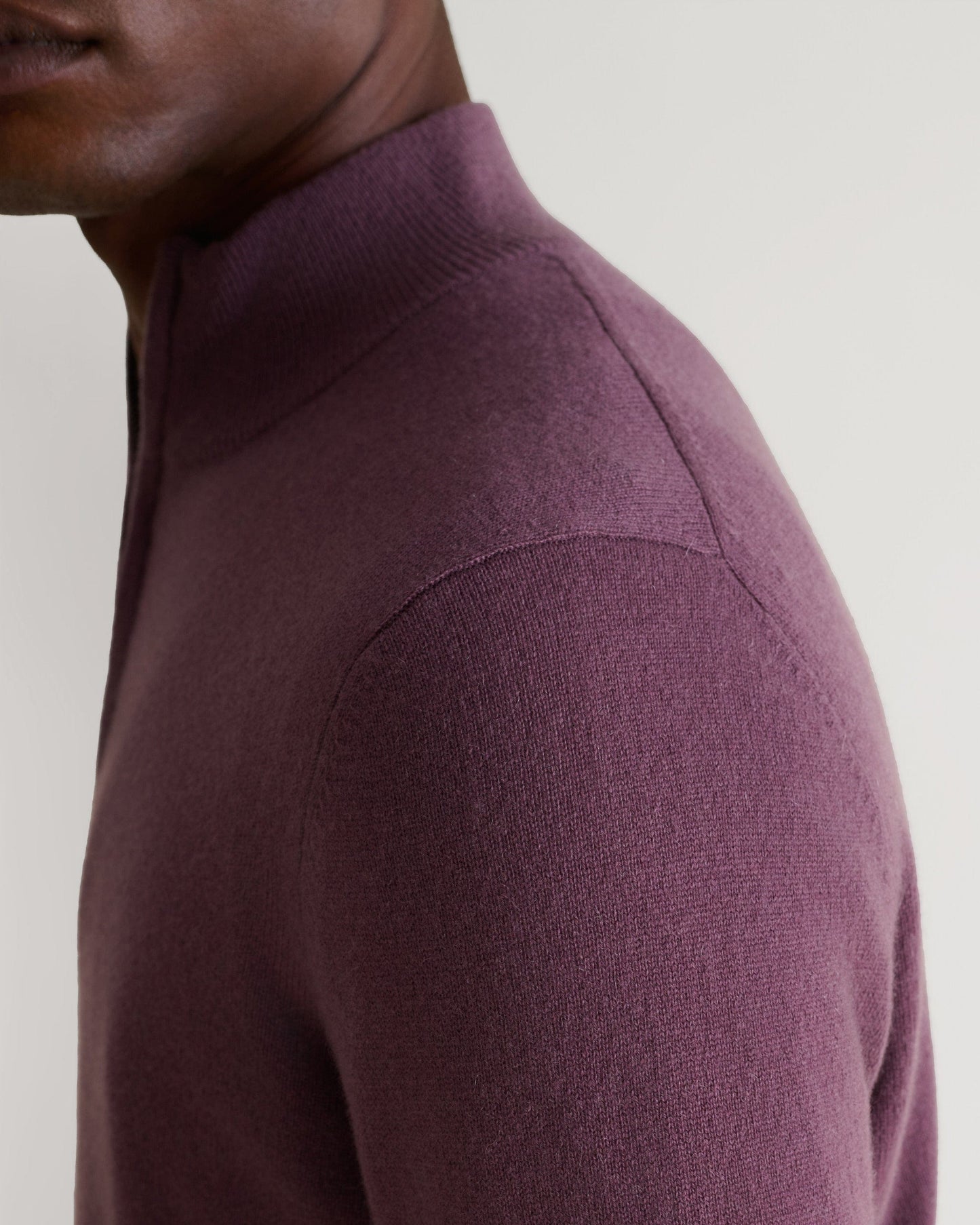 Men's Finest Cashmere 1/4 Zip Jumper - Smoky Lilac-[colour]-[size]-Rise &amp; Fall