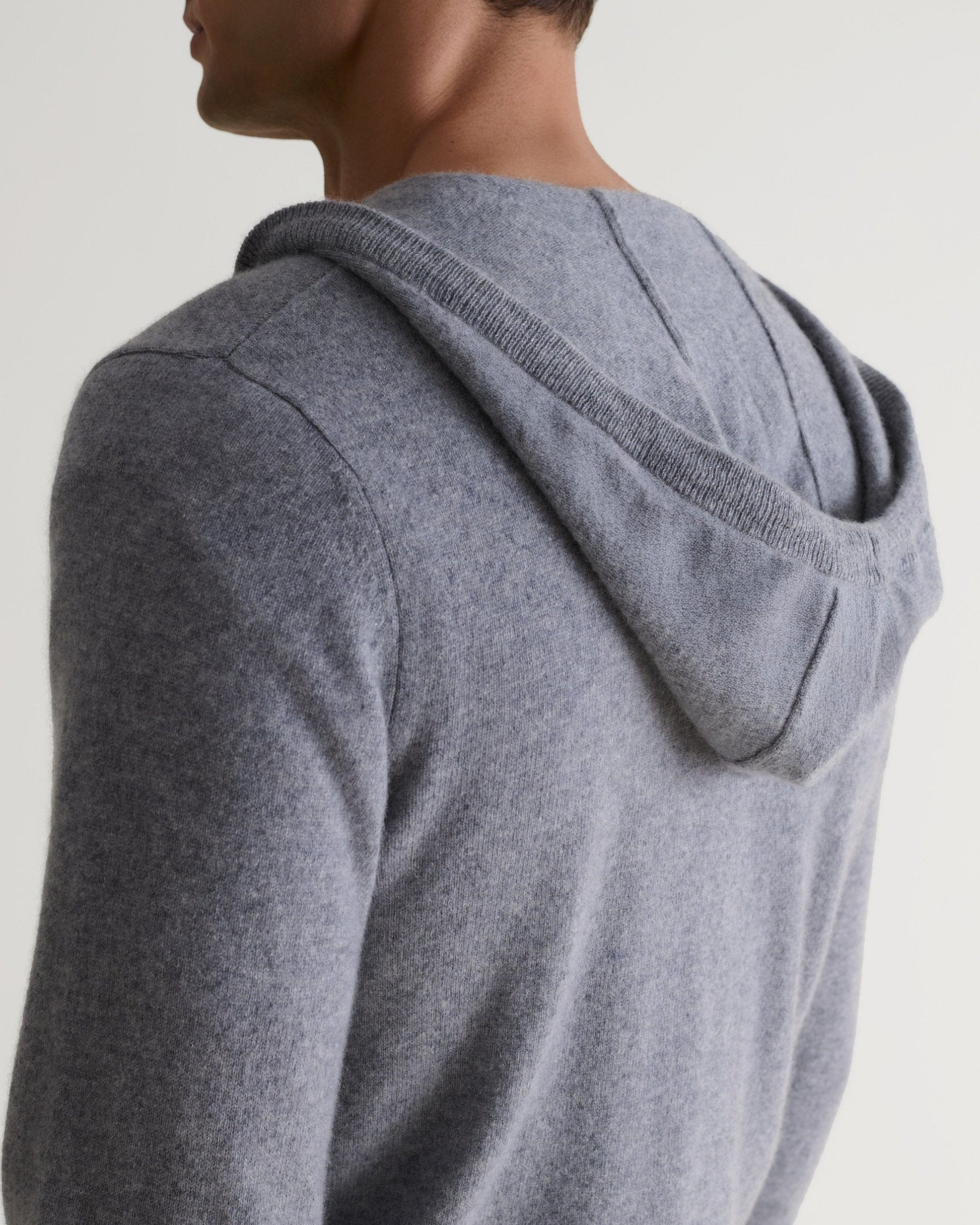 Men's Finest Cashmere Full Zip Hoodie - Grey