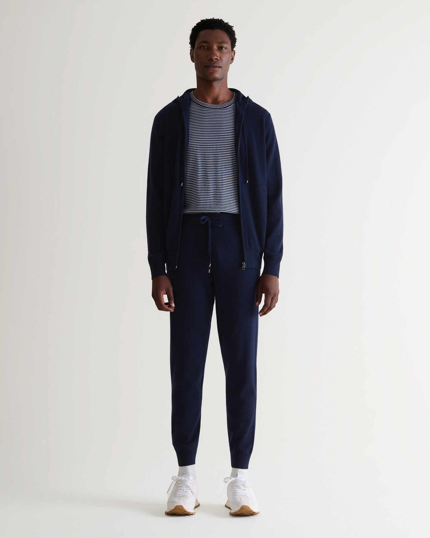 Men's Finest Cashmere Full Zip Hoodie - Navy