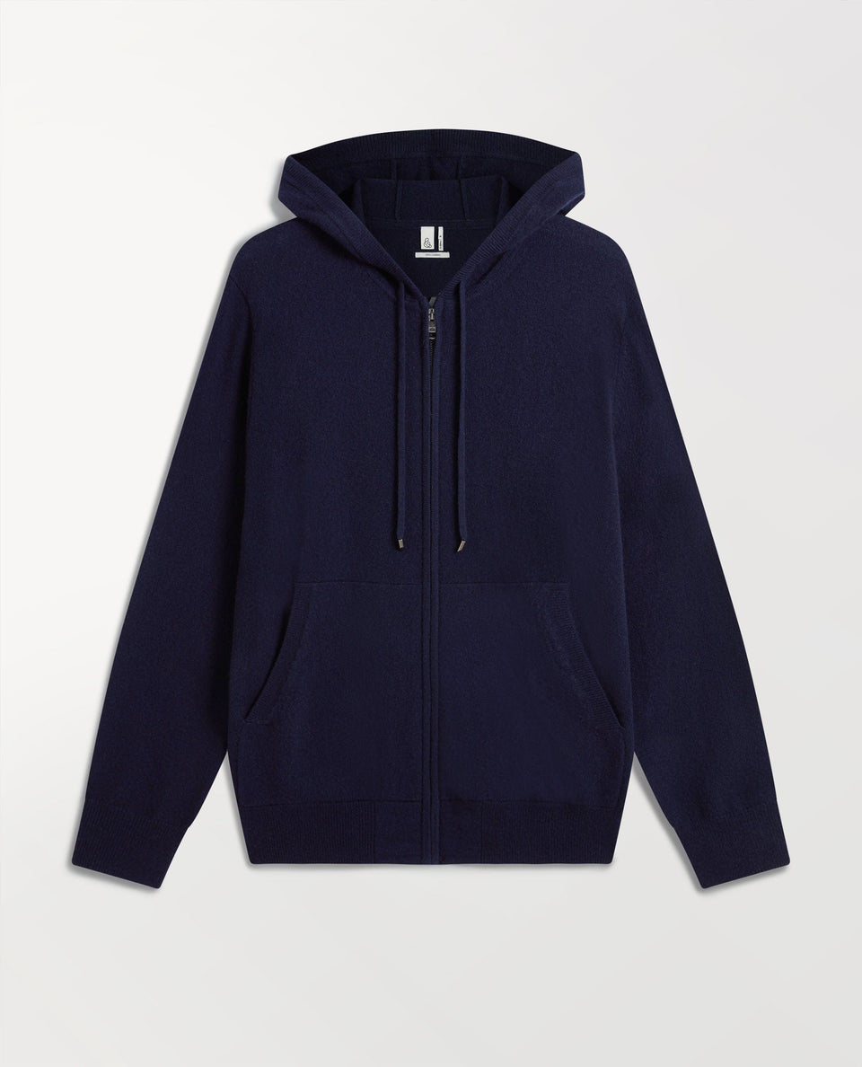 Men's Finest Cashmere Full Zip Hoodie - Navy