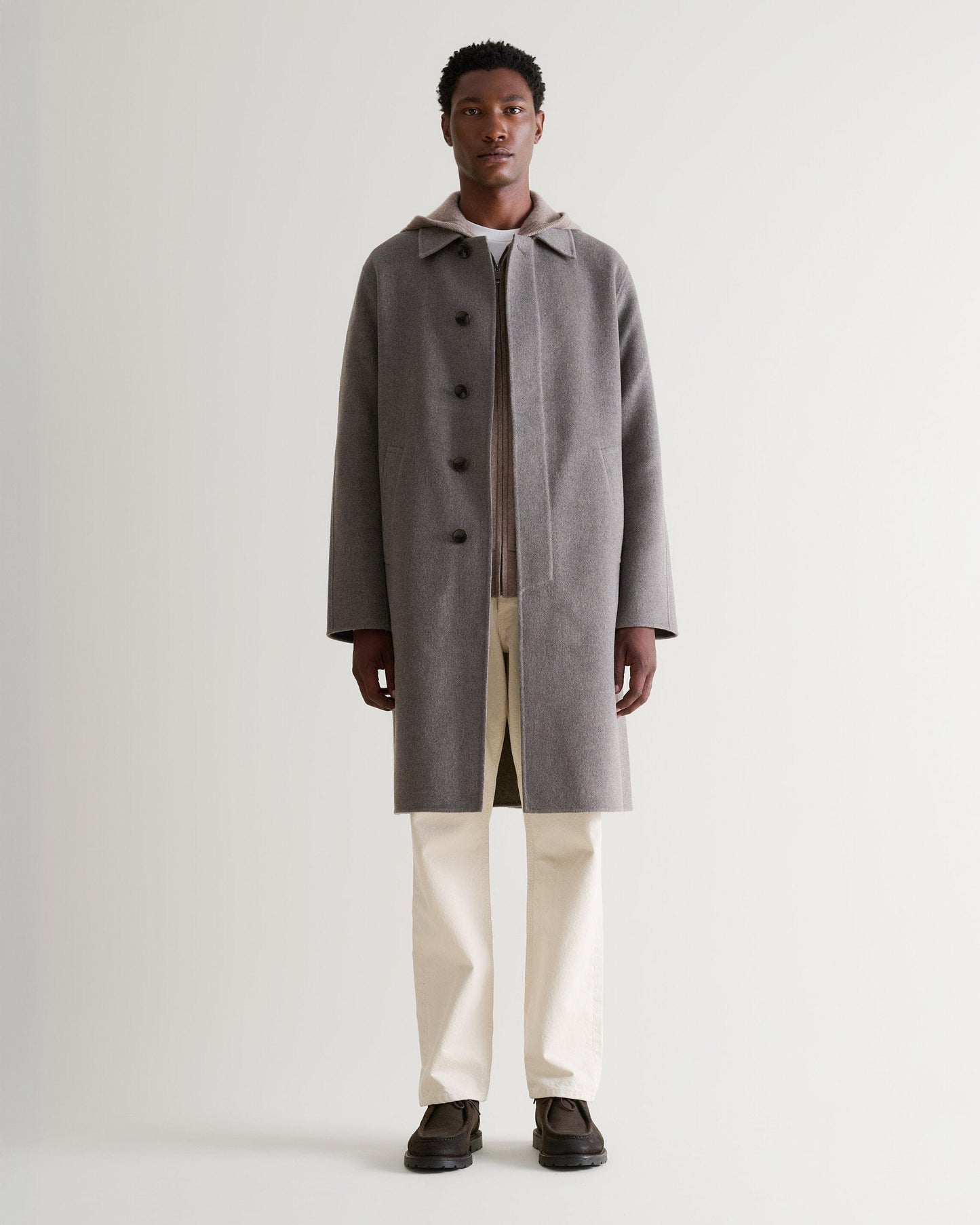 Men's Finest Cashmere Full Zip Hoodie - Toast