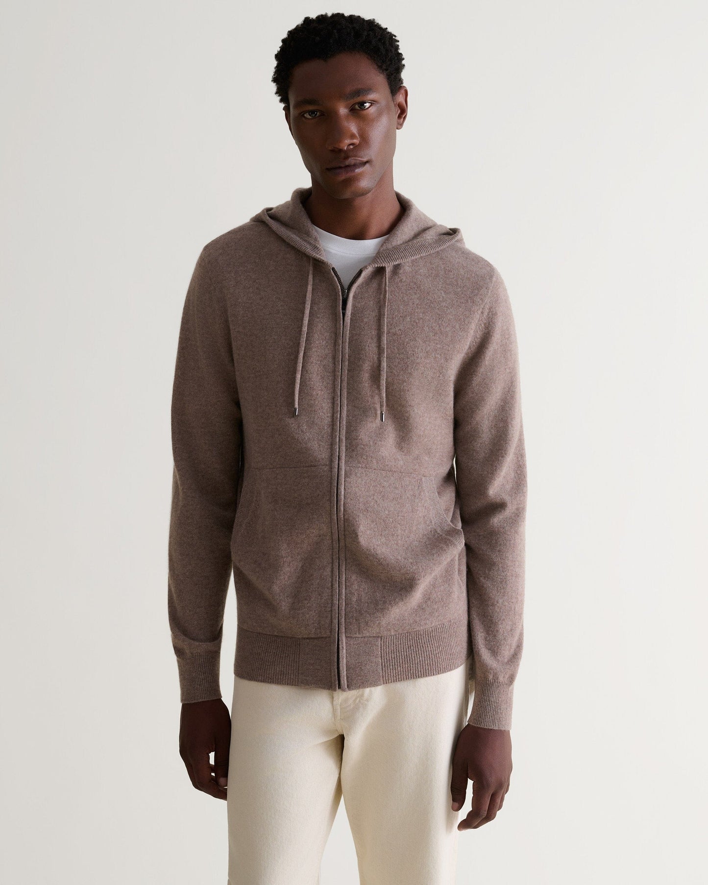 Men's Finest Cashmere Full Zip Hoodie - Toast