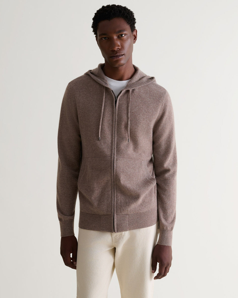 Men's Finest Cashmere Full Zip Hoodie - Toast