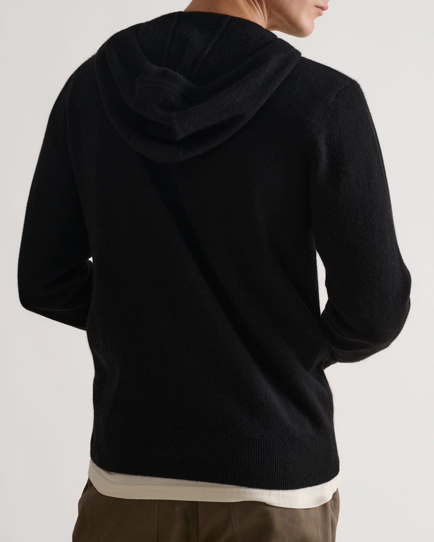 Men's Finest Cashmere Full Zip Hoodie - Black