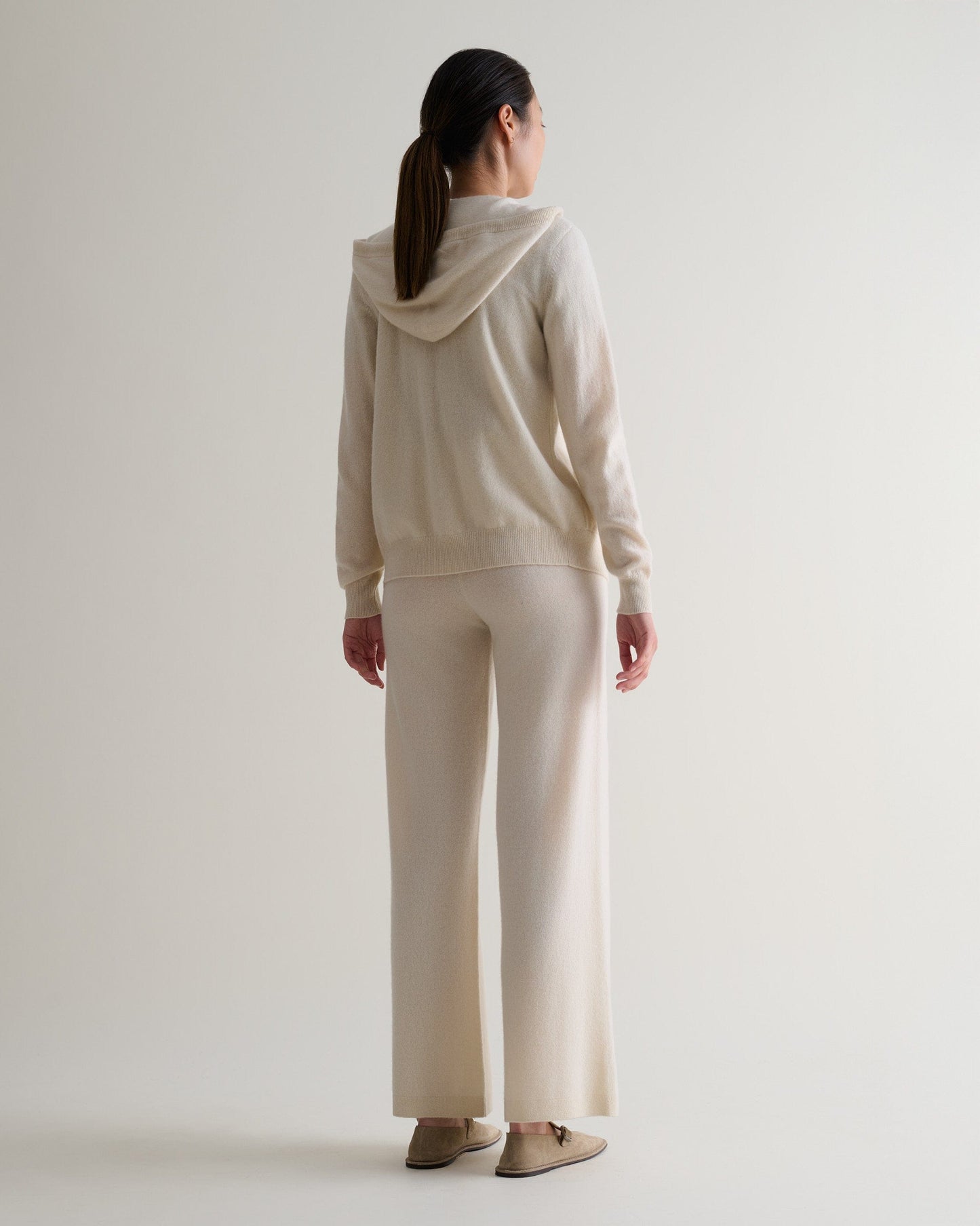 Women's Finest Cashmere Full Zip Hoodie - Buttermilk