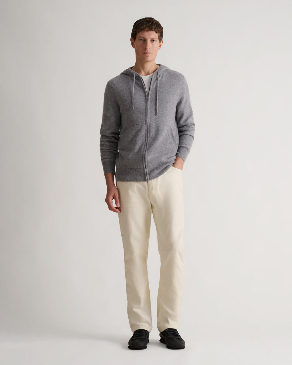 Men's Finest Cashmere Full Zip Hoodie - Grey