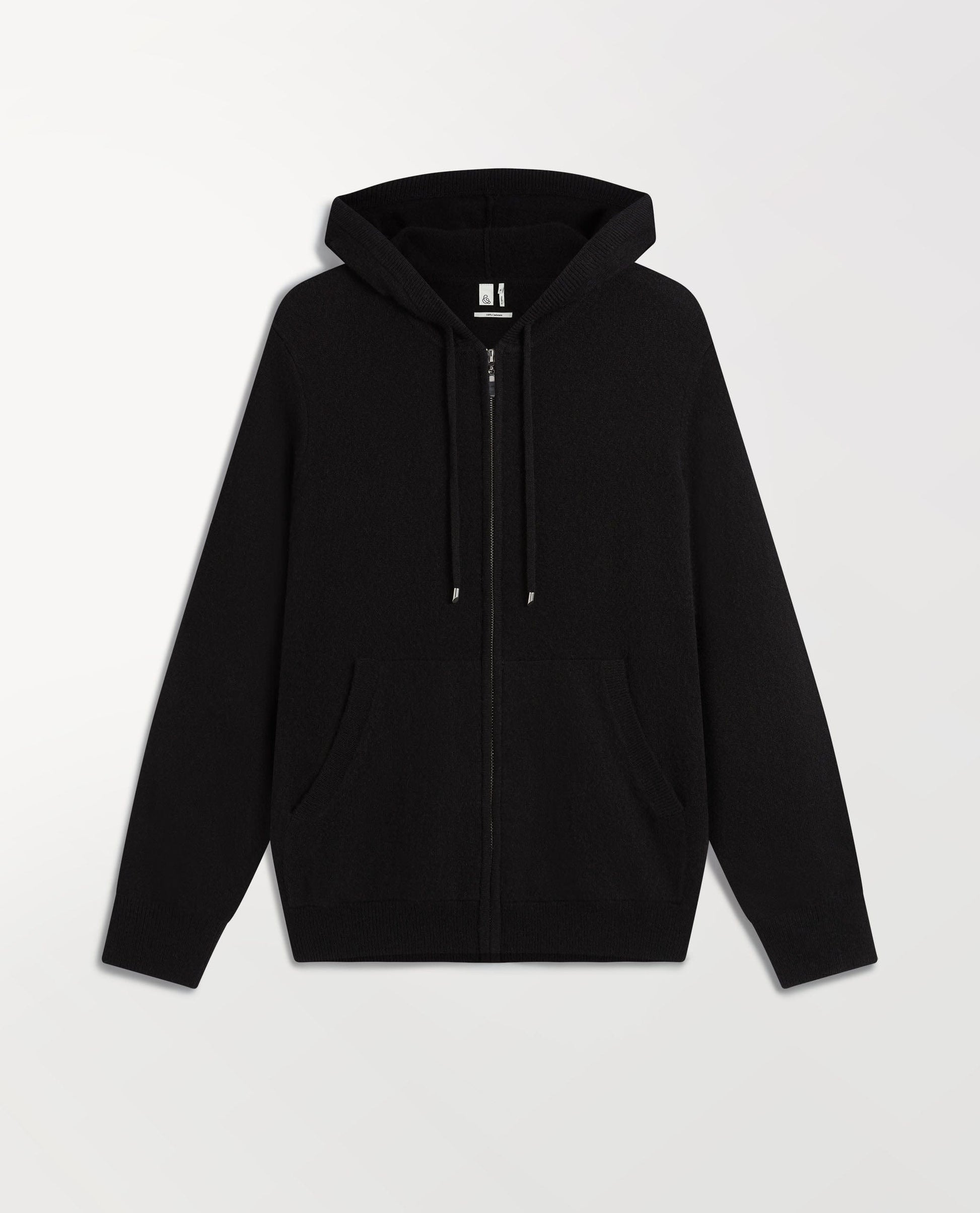 Women's Finest Cashmere Full Zip Hoodie - Black