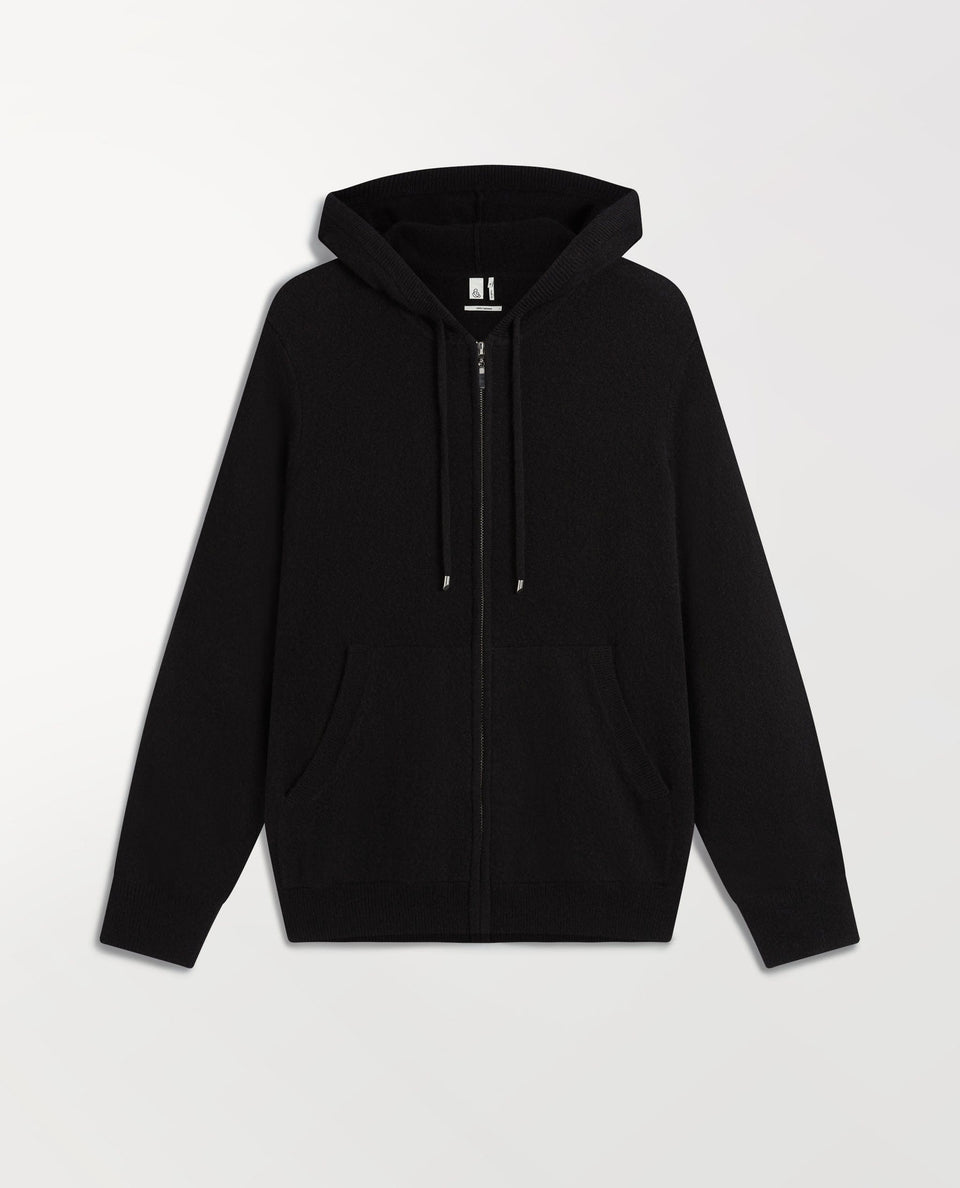 Women's Finest Cashmere Full Zip Hoodie - Black