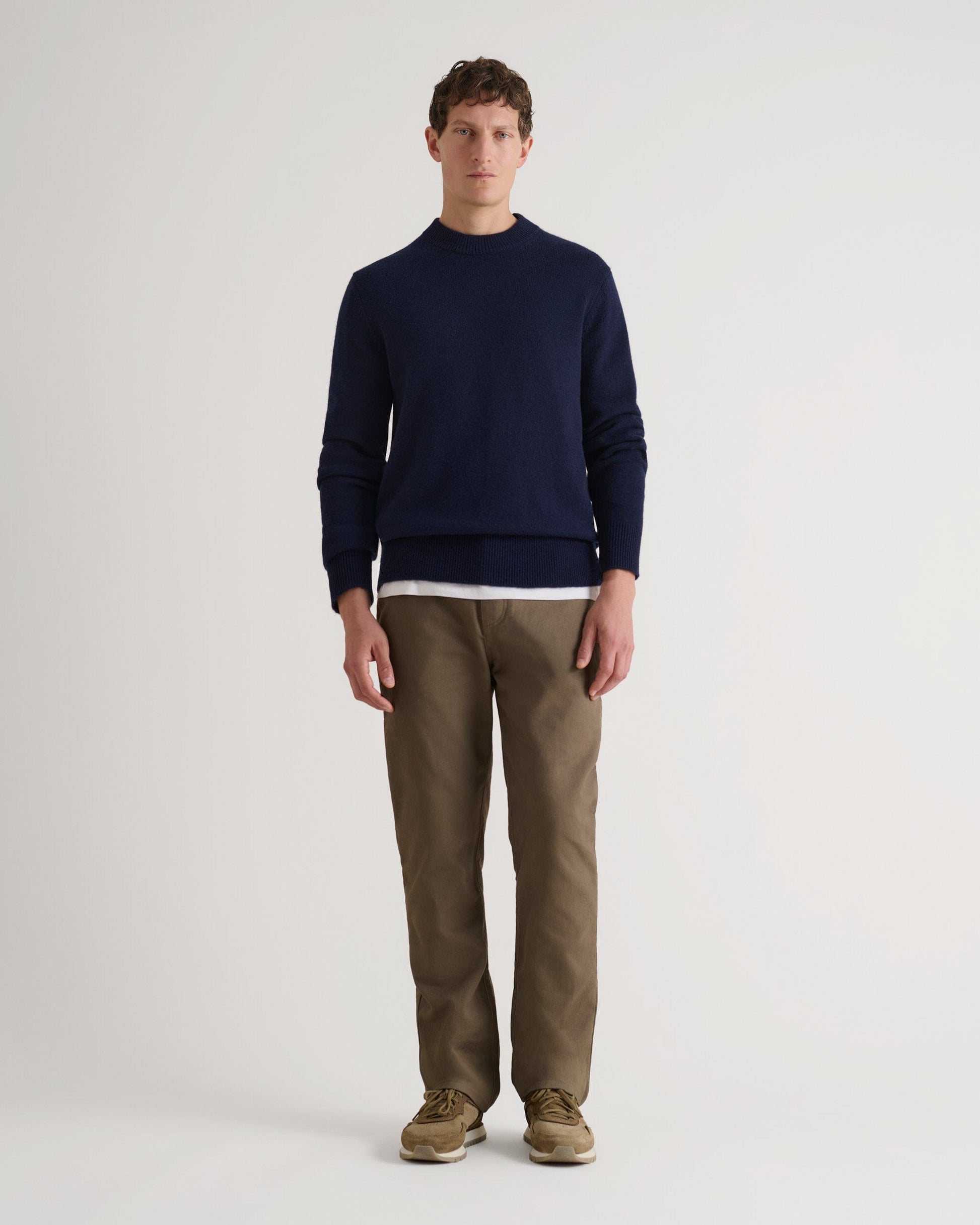 Men's Finest Cashmere Mid-Weight Crew Neck Jumper - Navy