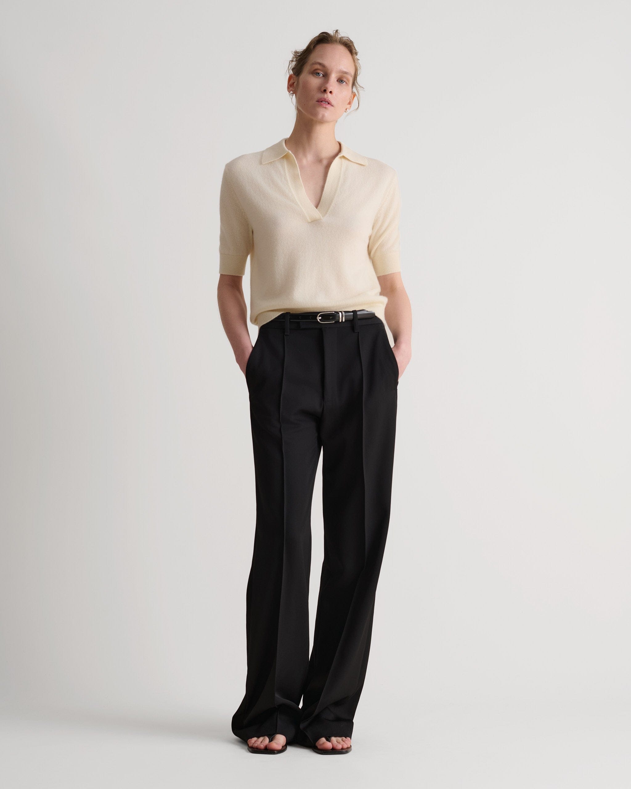Women's Finest Cashmere Open Collar Polo | Rise & Fall
