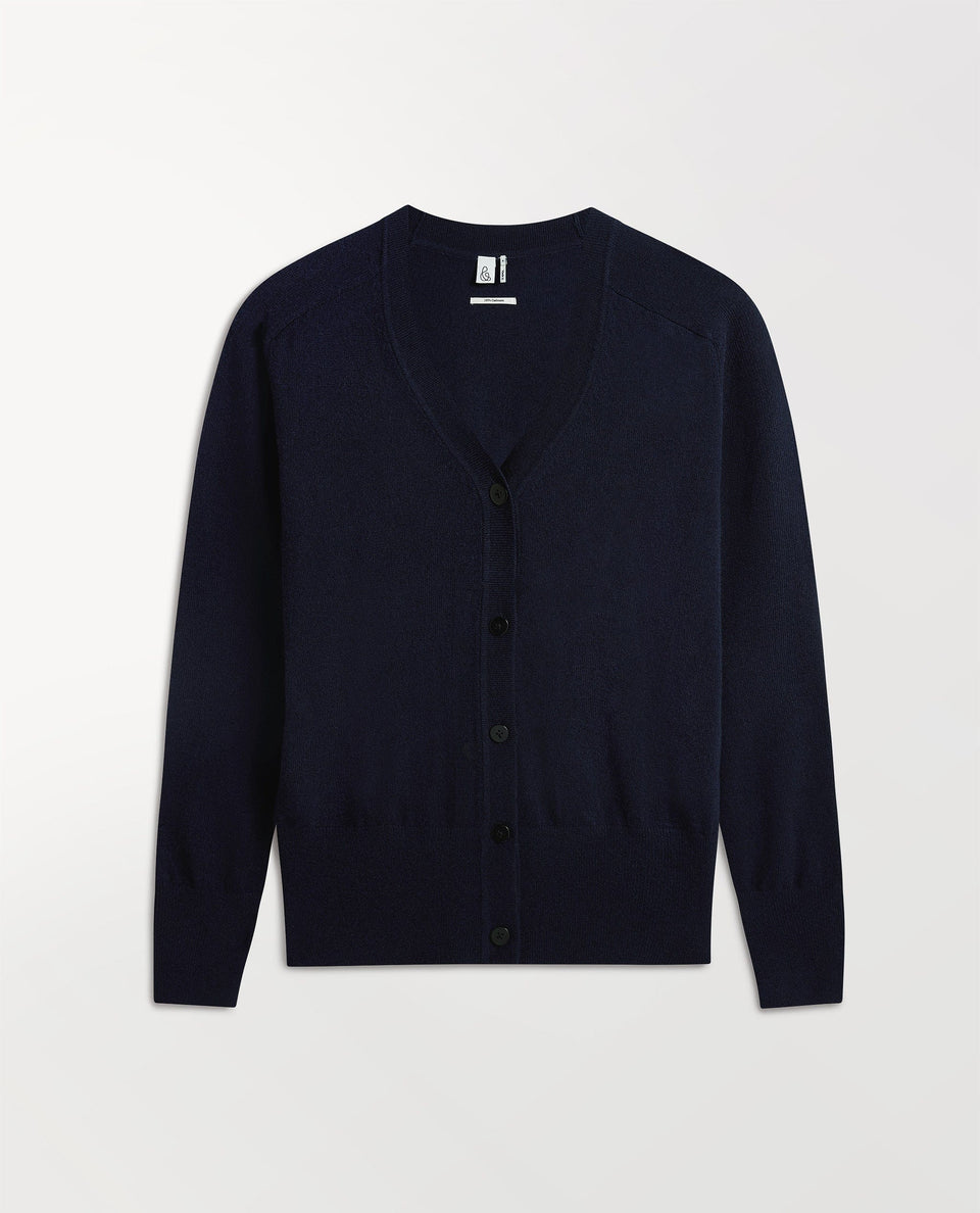 Women's Finest Cashmere Blouson Cardigan - Indigo