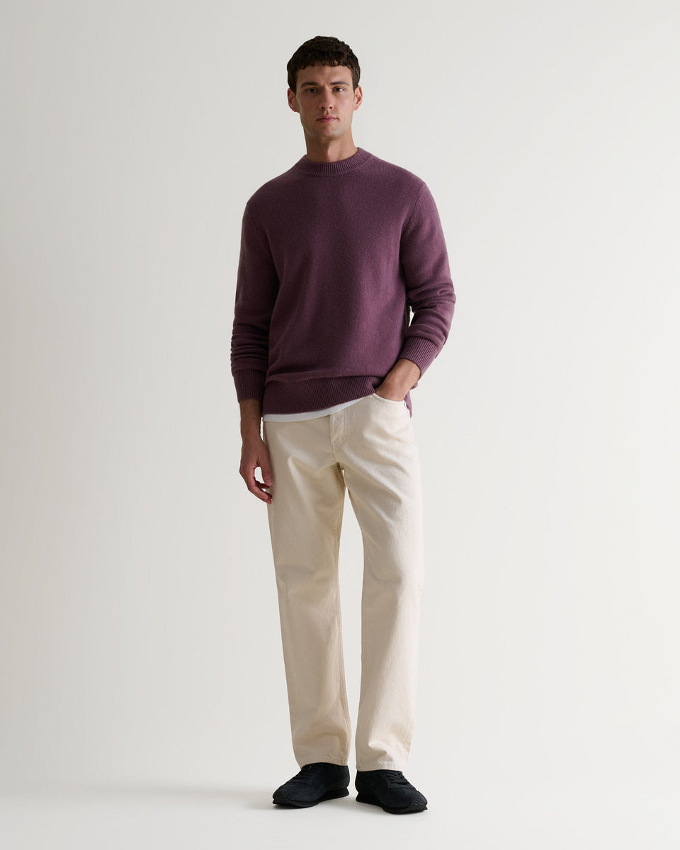 Men's Finest Cashmere Mid-Weight Crew Neck Jumper - Smoky Lilac-[colour]-[size]-Rise &amp; Fall