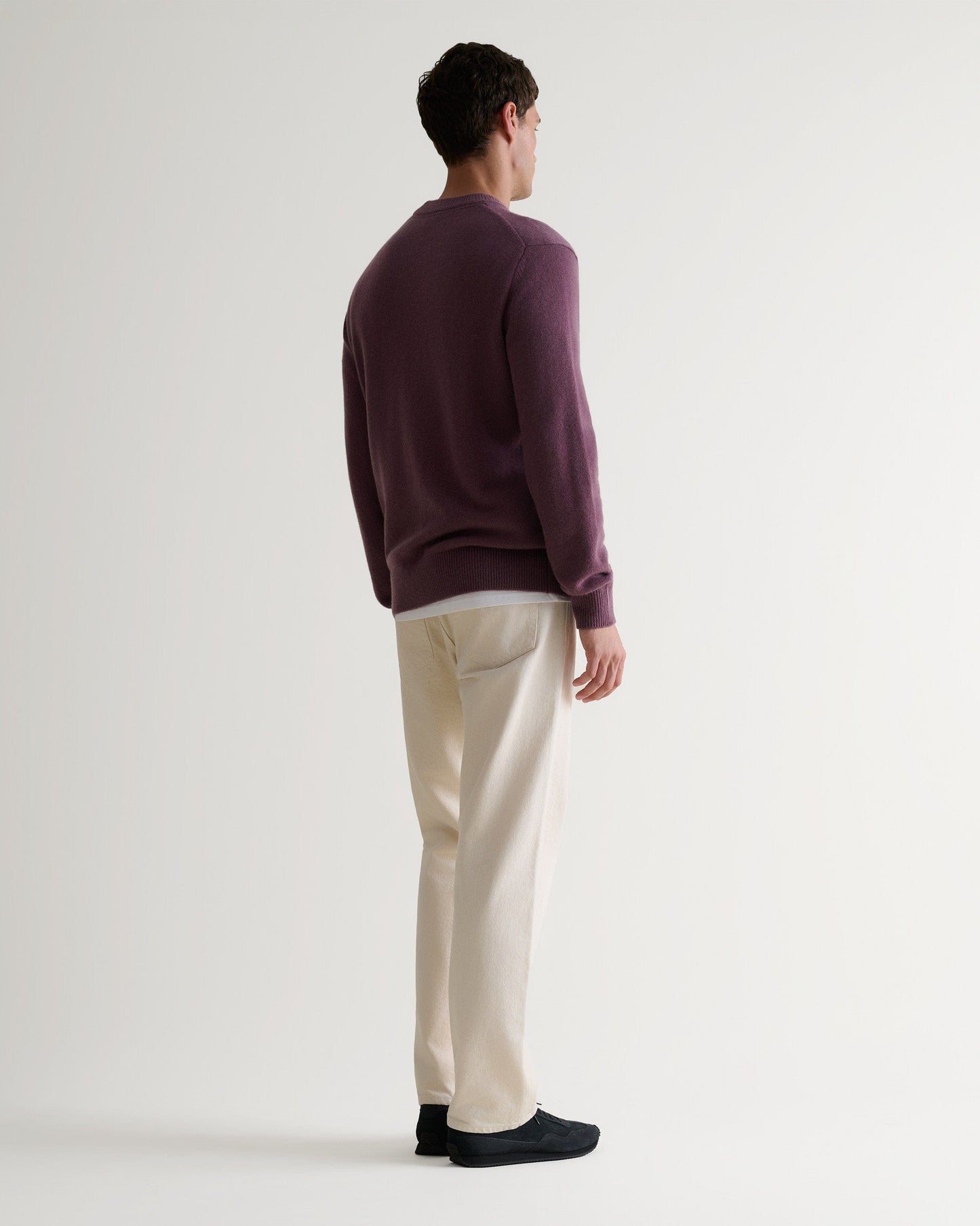 Men's Finest Cashmere Mid-Weight Crew Neck Jumper - Smoky Lilac-[colour]-[size]-Rise &amp; Fall