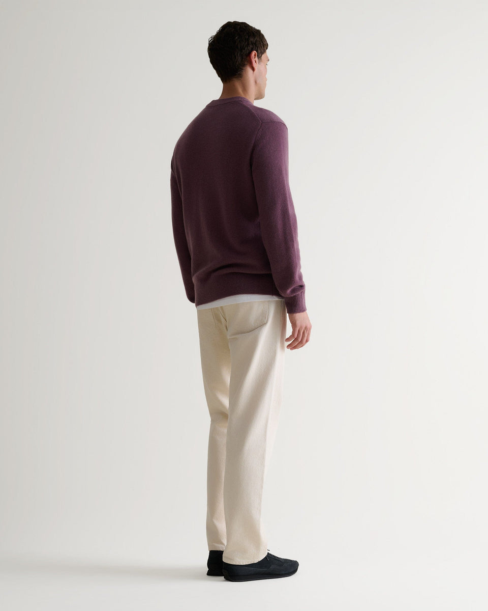Men's Finest Cashmere Mid-Weight Crew Neck Jumper - Smoky Lilac-[colour]-[size]-Rise &amp; Fall