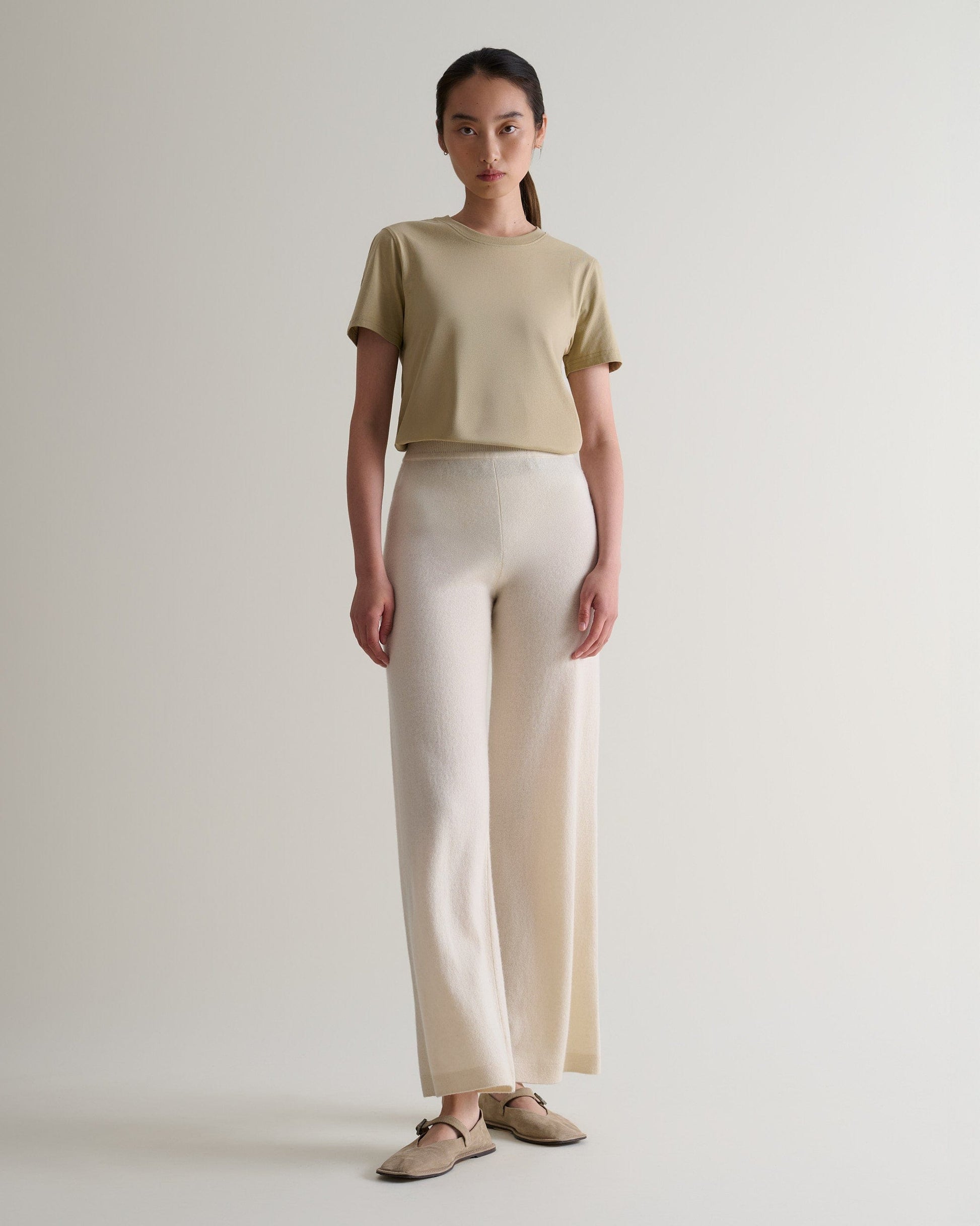 Women's Finest Cashmere Wide-Leg Trousers - Buttermilk