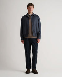 Men's French Linen Bomber Jacket - Mood Indigo