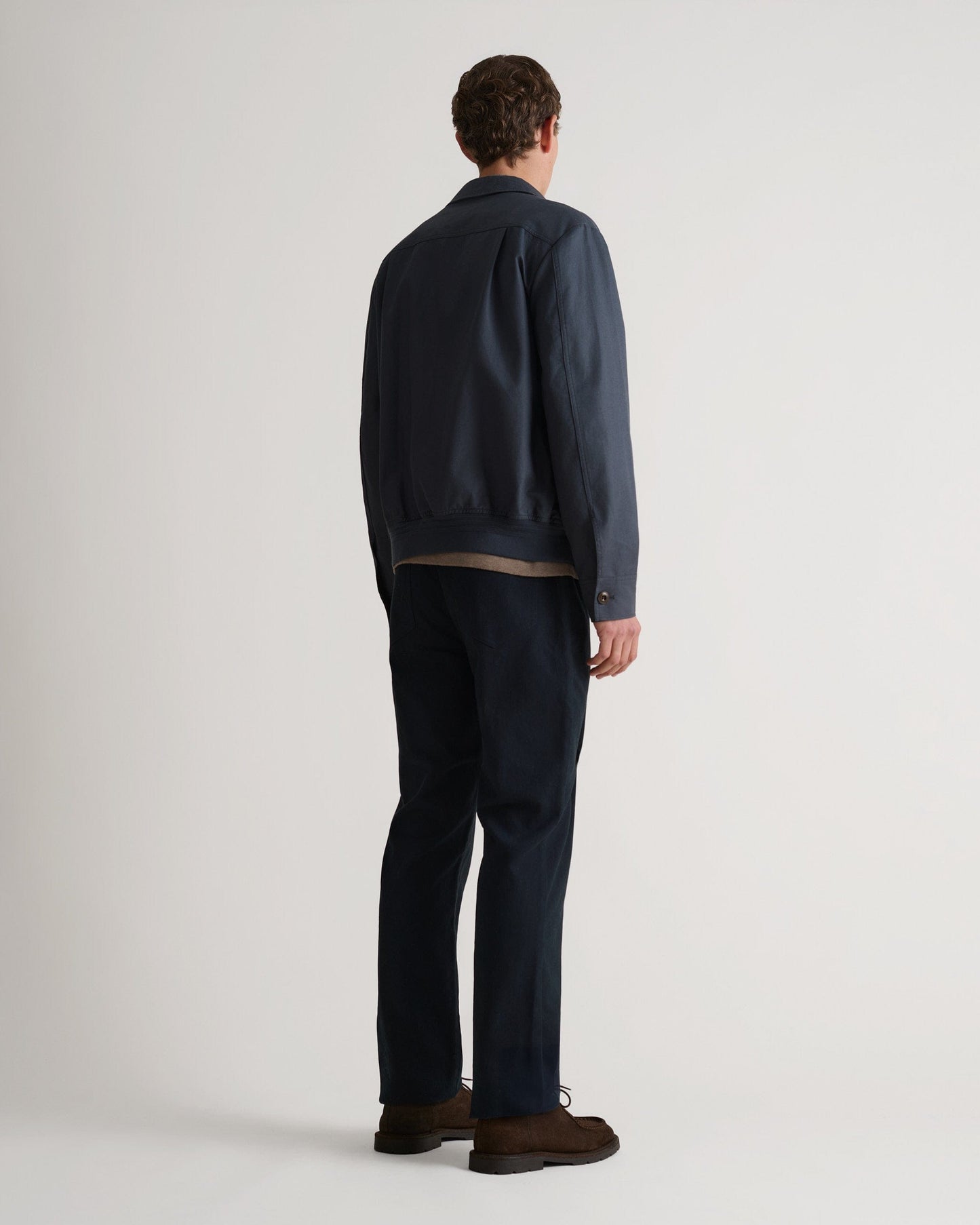 Men's French Linen Bomber Jacket - Mood Indigo