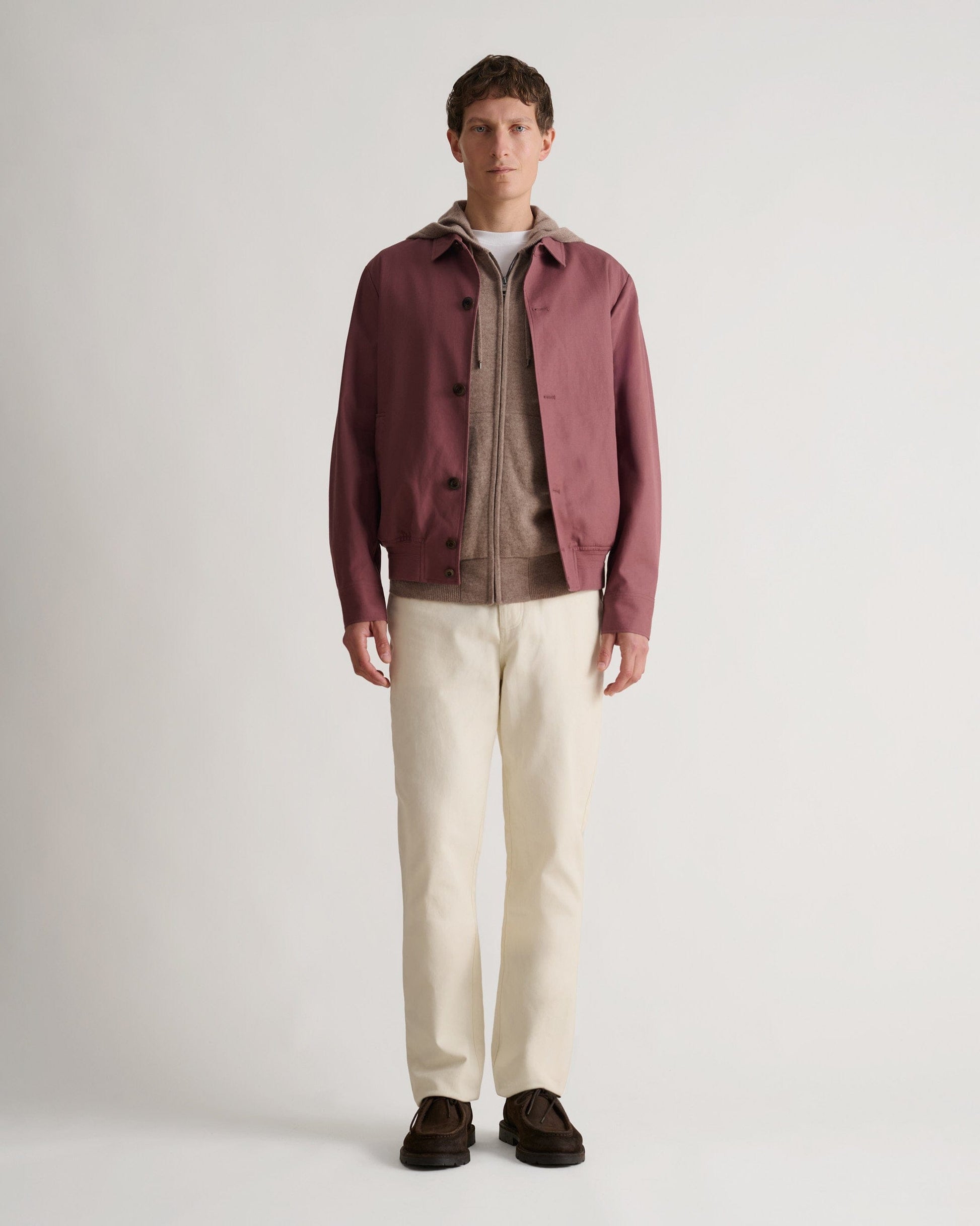 Men's French Linen Bomber Jacket - Smoky Lilac