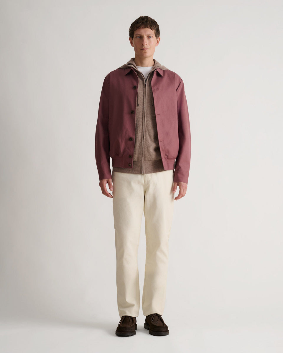 Men's French Linen Bomber Jacket - Smoky Lilac
