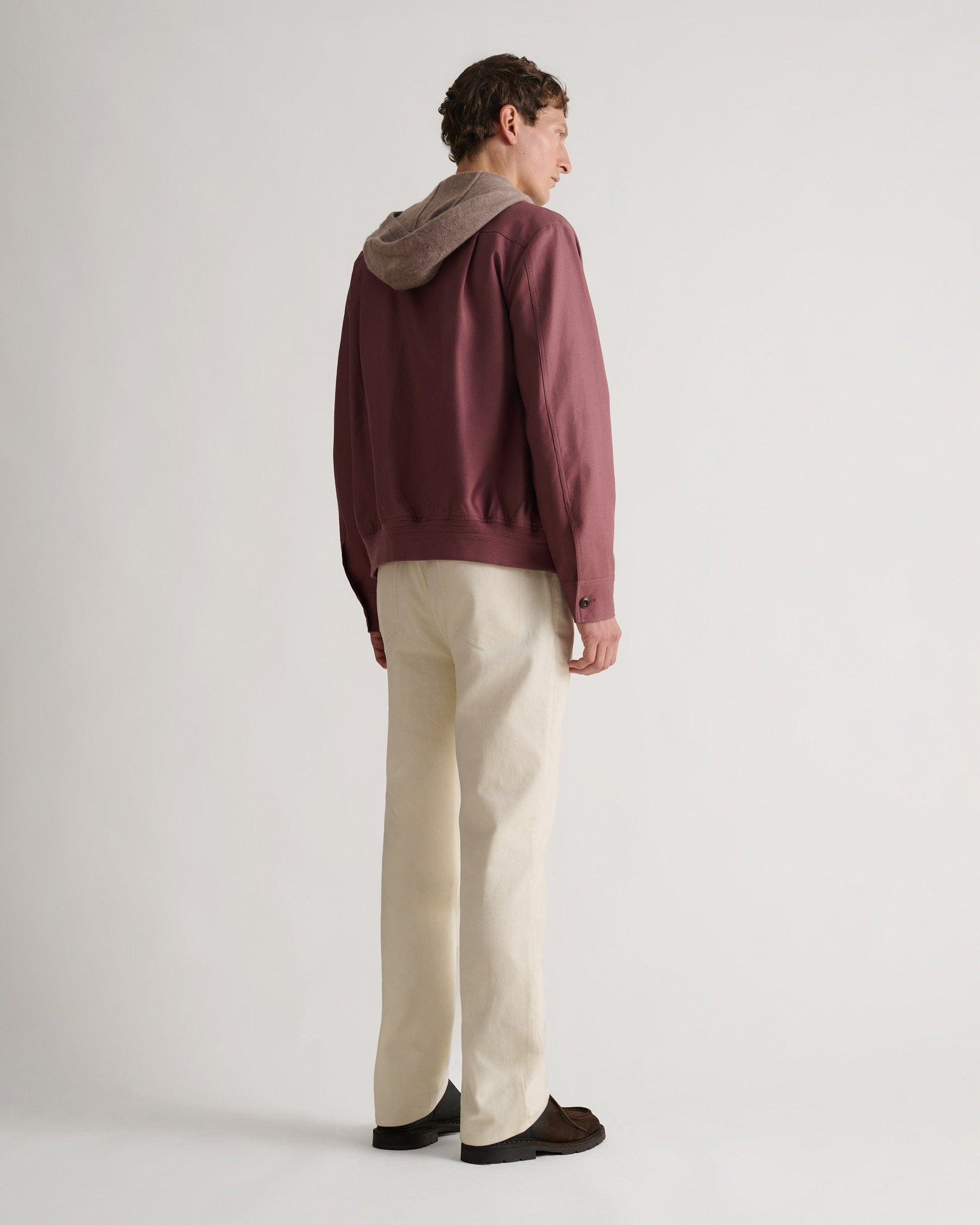 Men's French Linen Bomber Jacket - Smoky Lilac