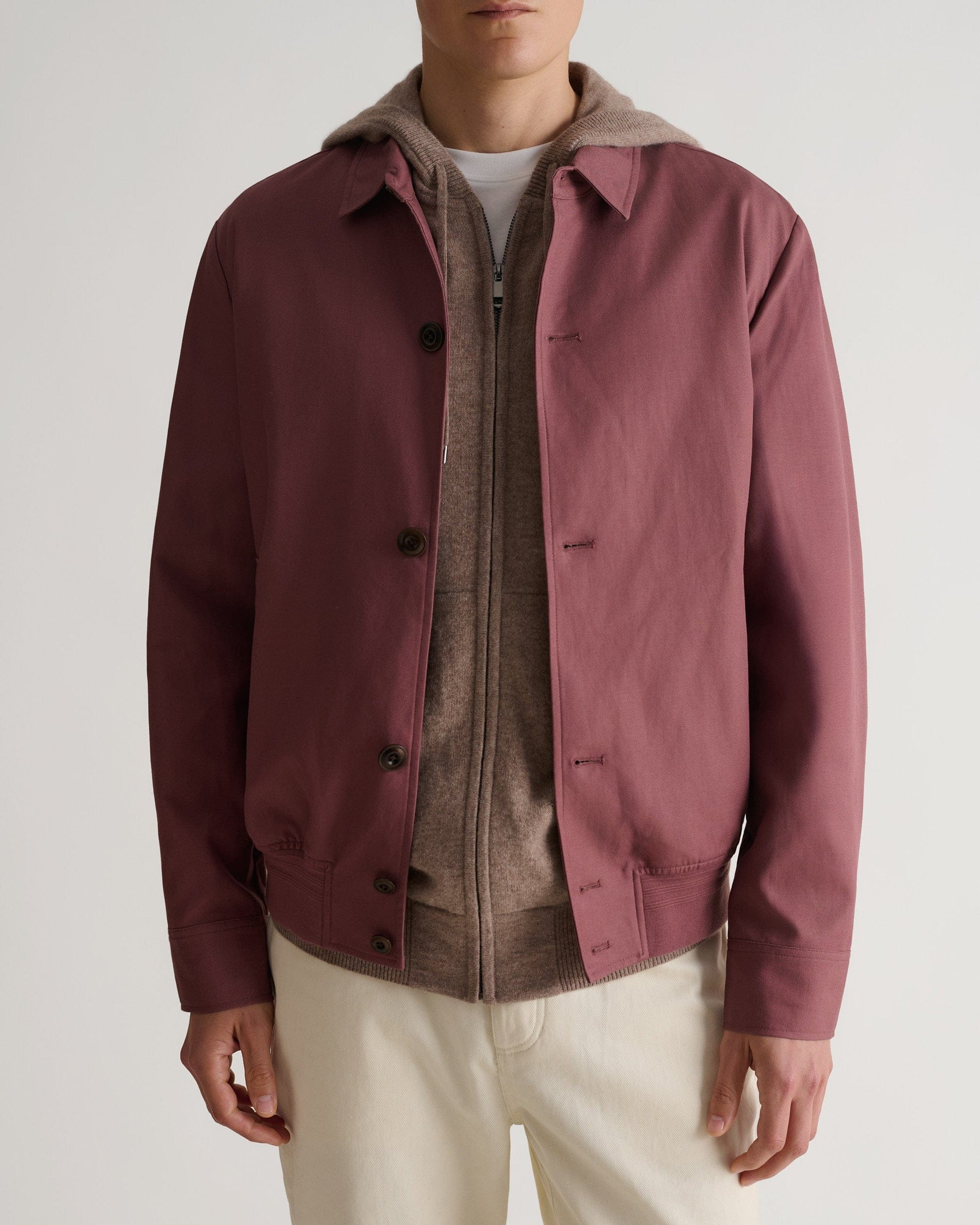 Men's French Linen Bomber Jacket - Smoky Lilac