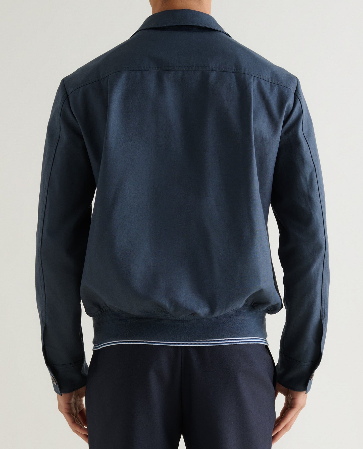 Men's French Linen Bomber Jacket - Mood Indigo