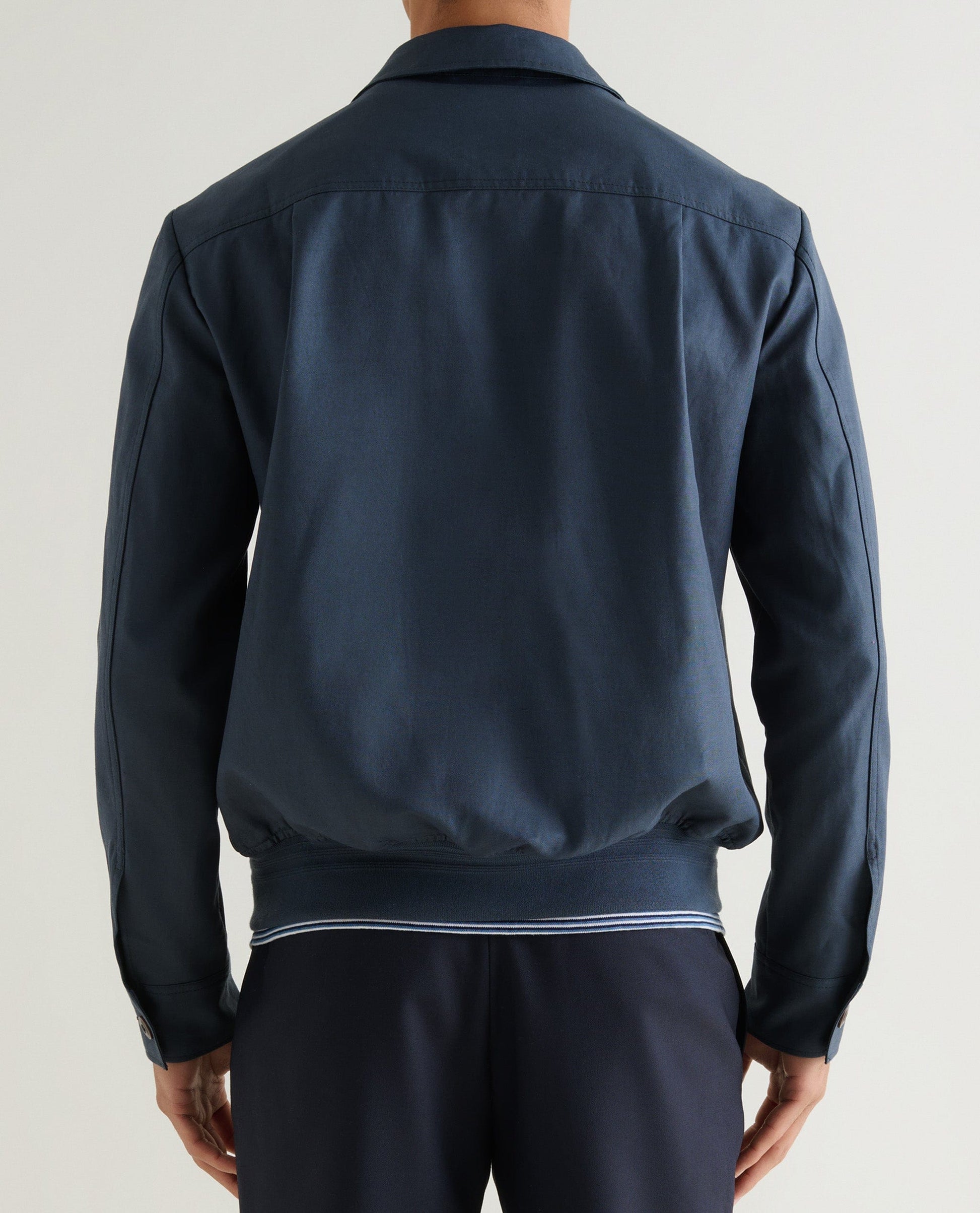 Men's French Linen Bomber Jacket - Mood Indigo