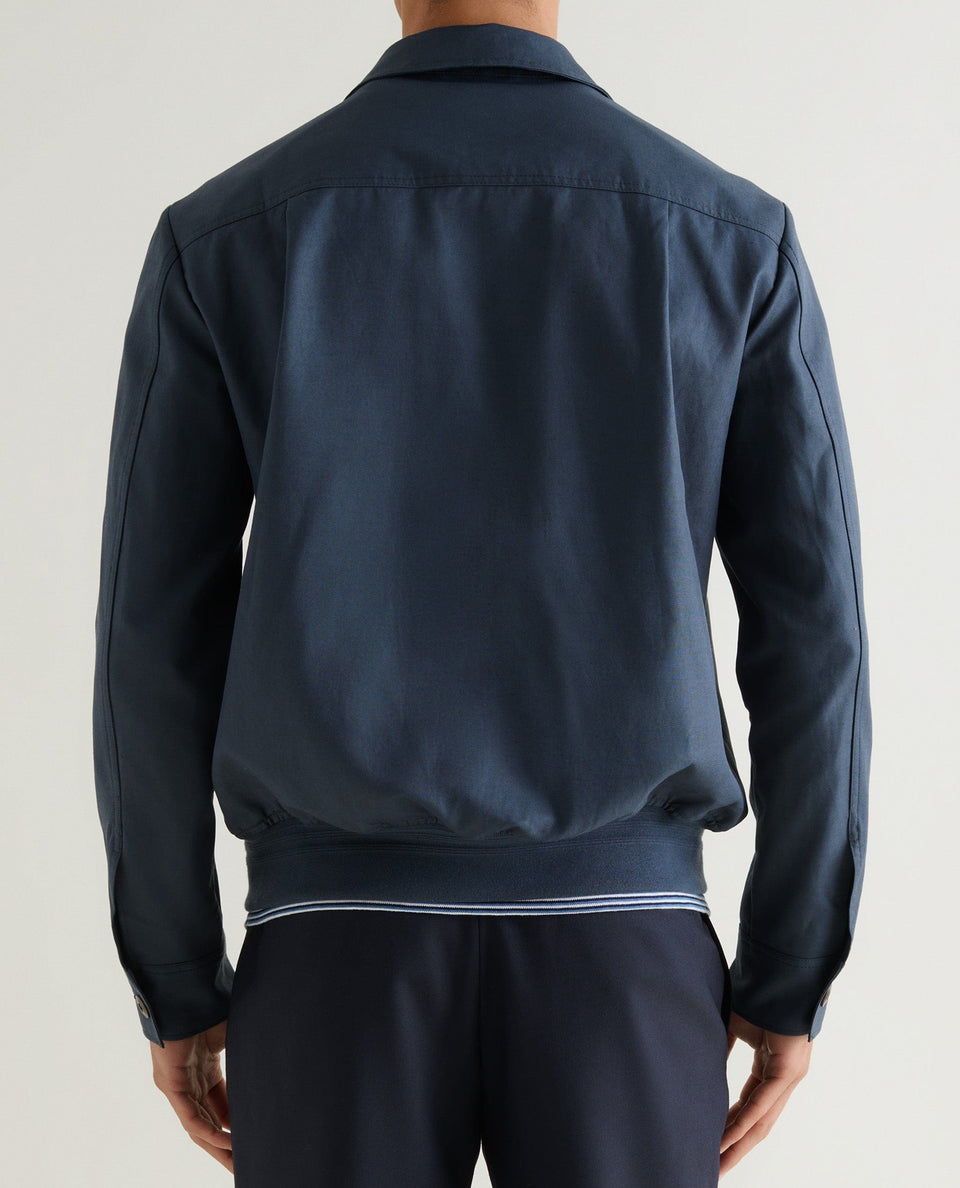 Men's French Linen Bomber Jacket - Mood Indigo