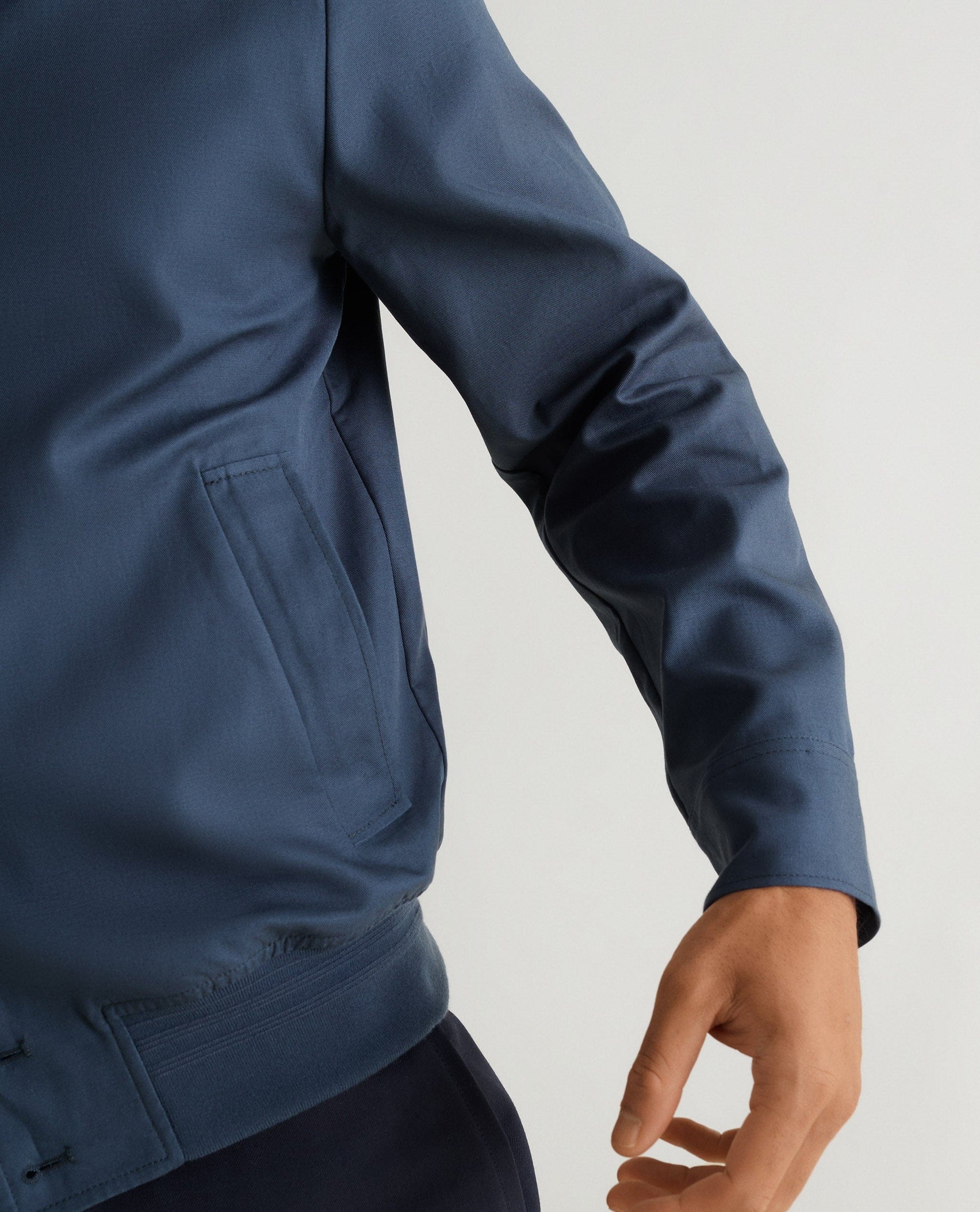 Men's French Linen Bomber Jacket - Mood Indigo
