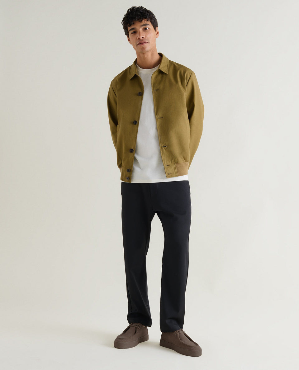 Men's French Linen Bomber Jacket - Olive
