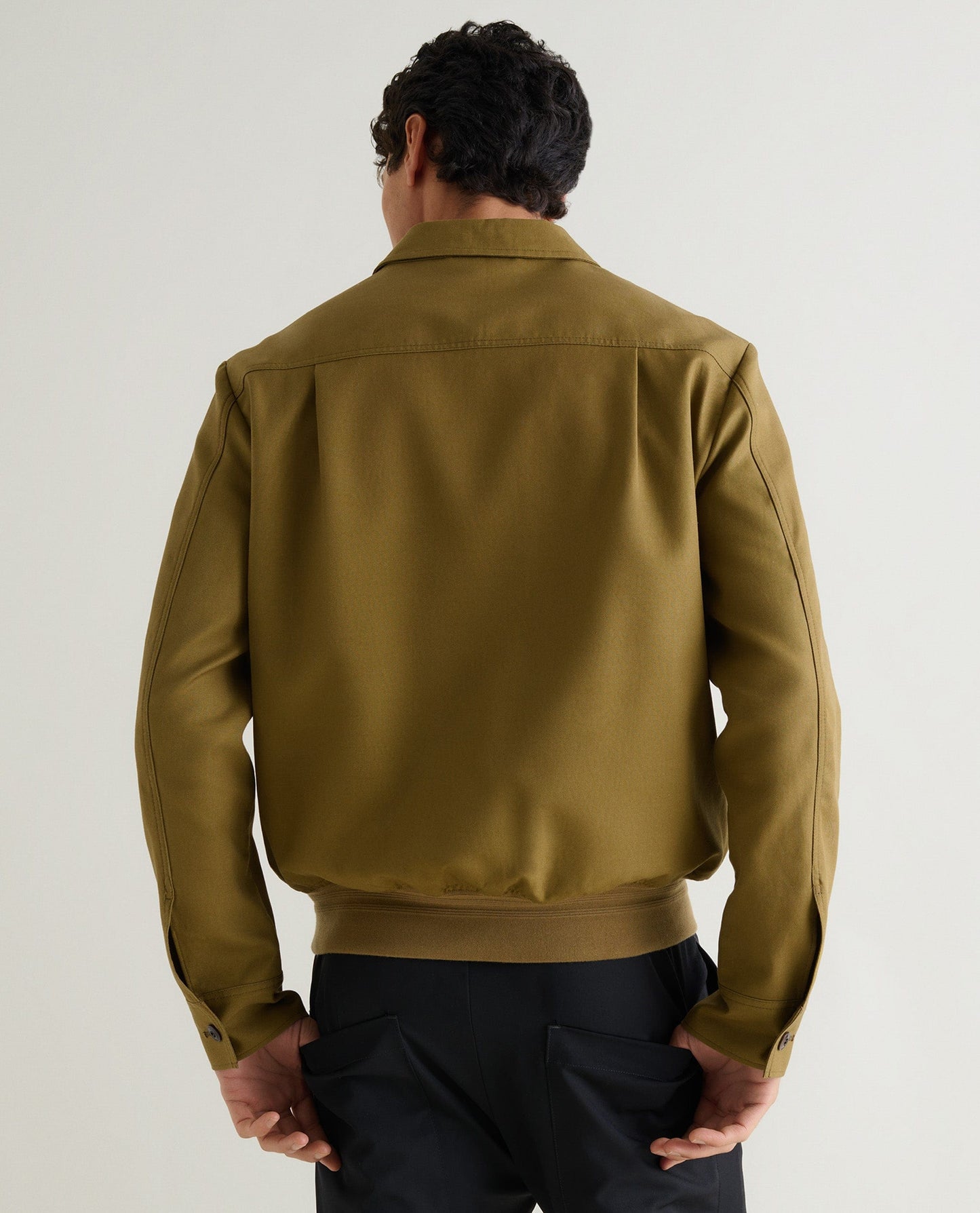 Men's French Linen Bomber Jacket - Olive
