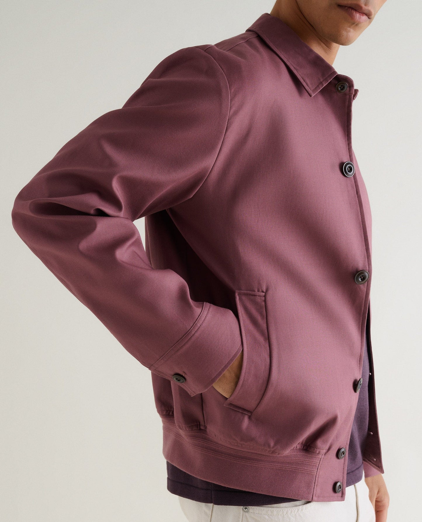 Men's French Linen Bomber Jacket - Smoky Lilac