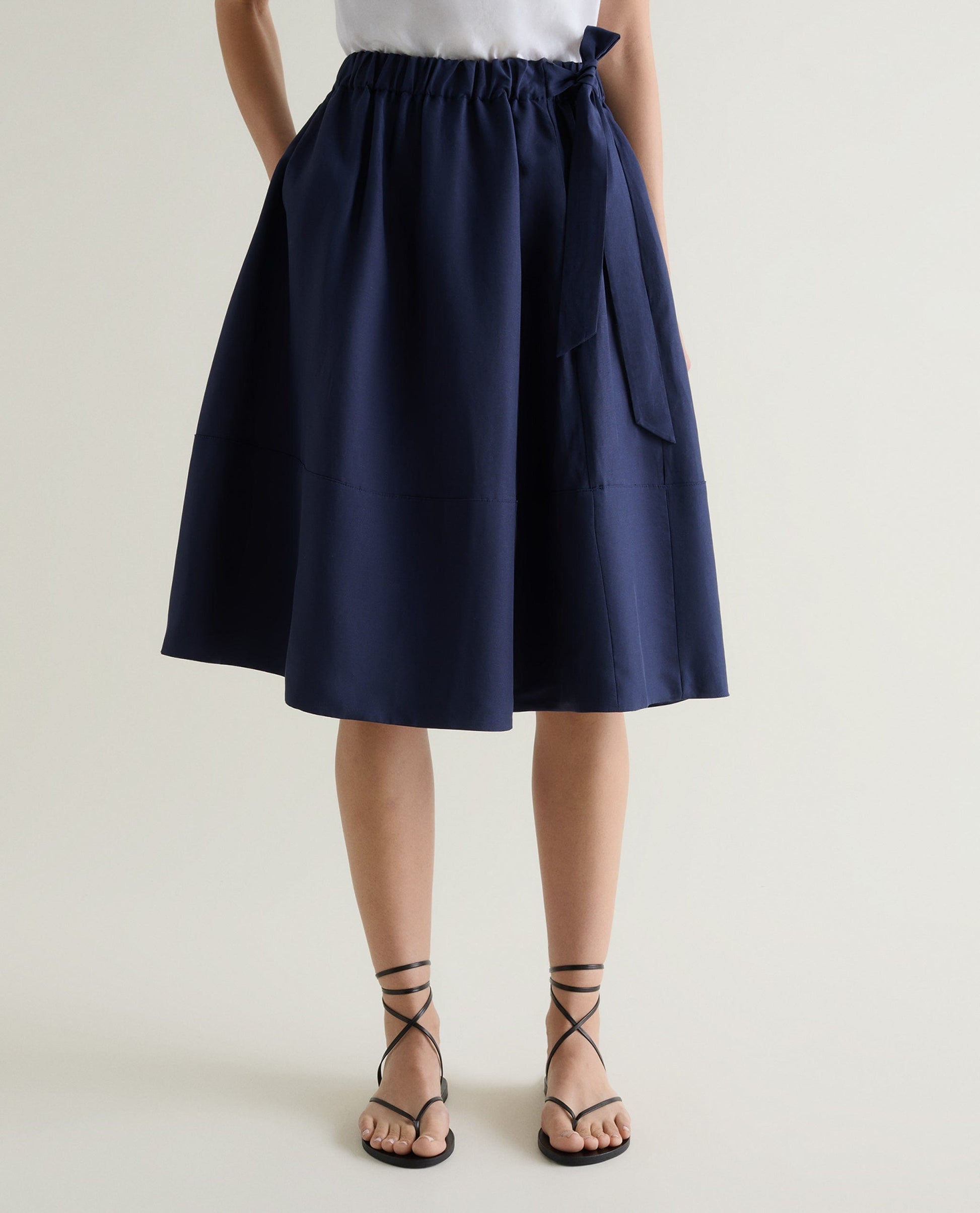 Women's Future-Linen Full Skirt - Navy