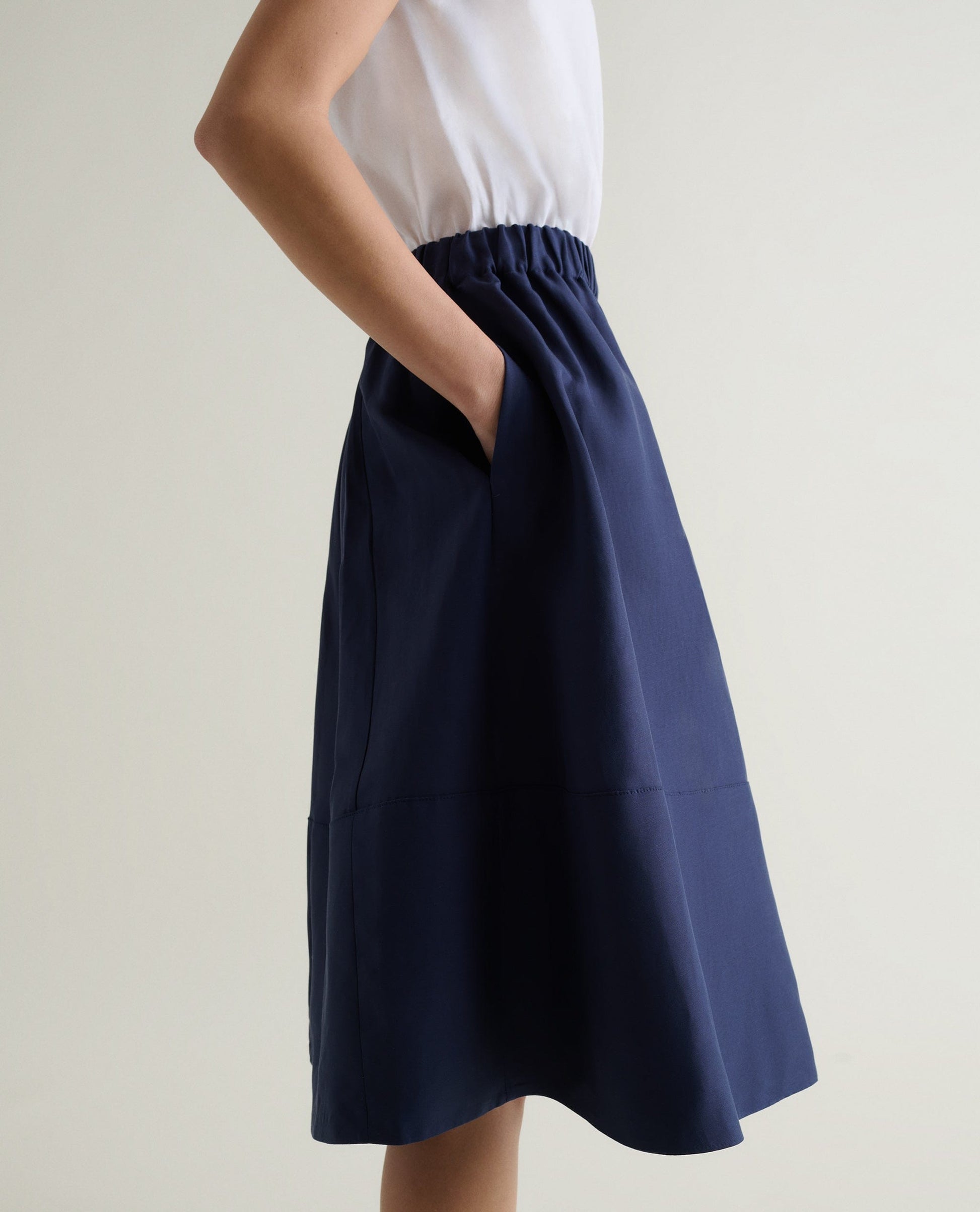 Women's Future-Linen Full Skirt - Navy
