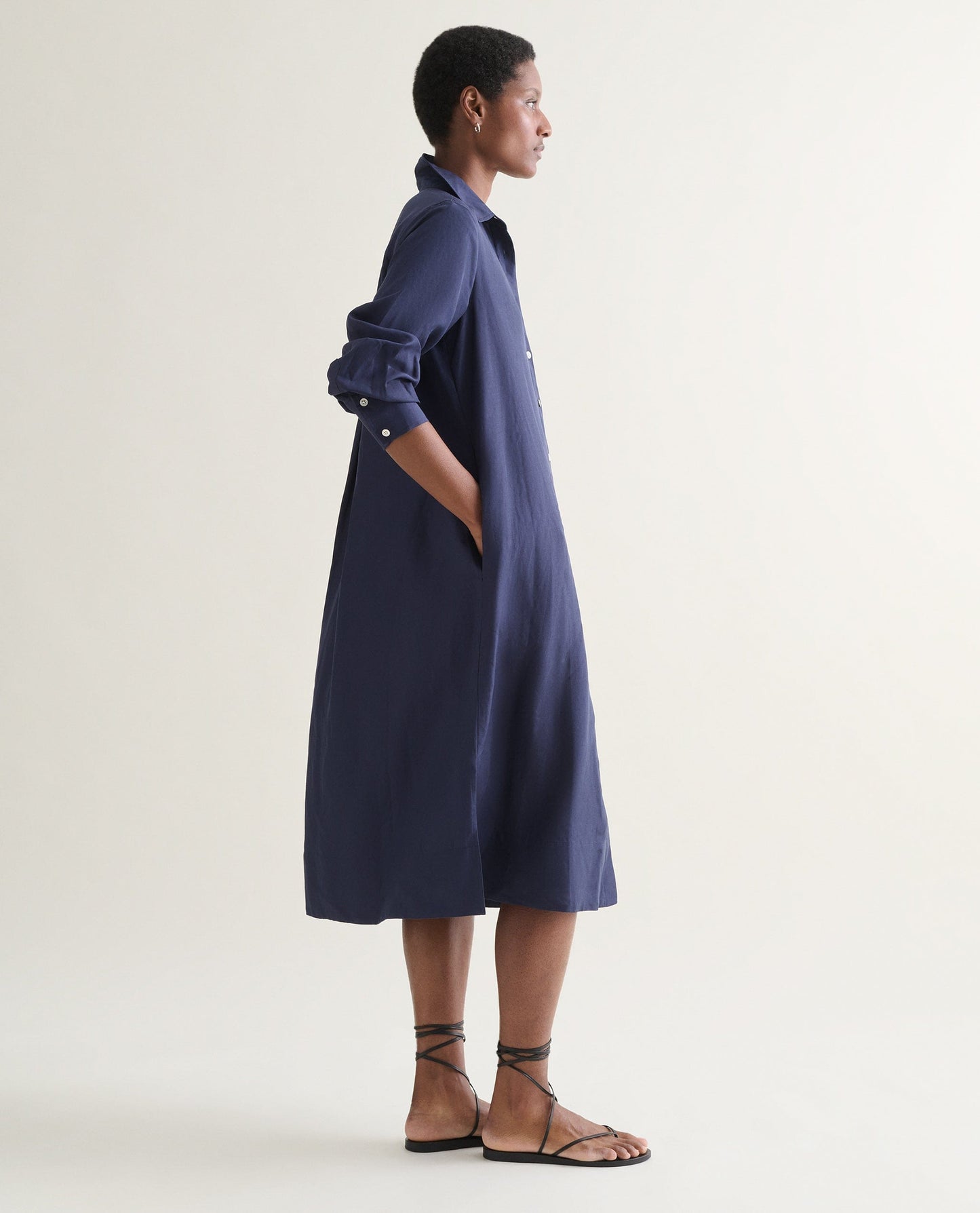 Women's Future-Linen Shirt Dress - Navy