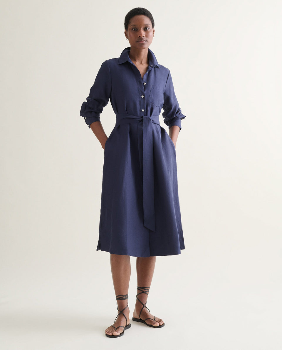 Women's Future-Linen Shirt Dress - Navy