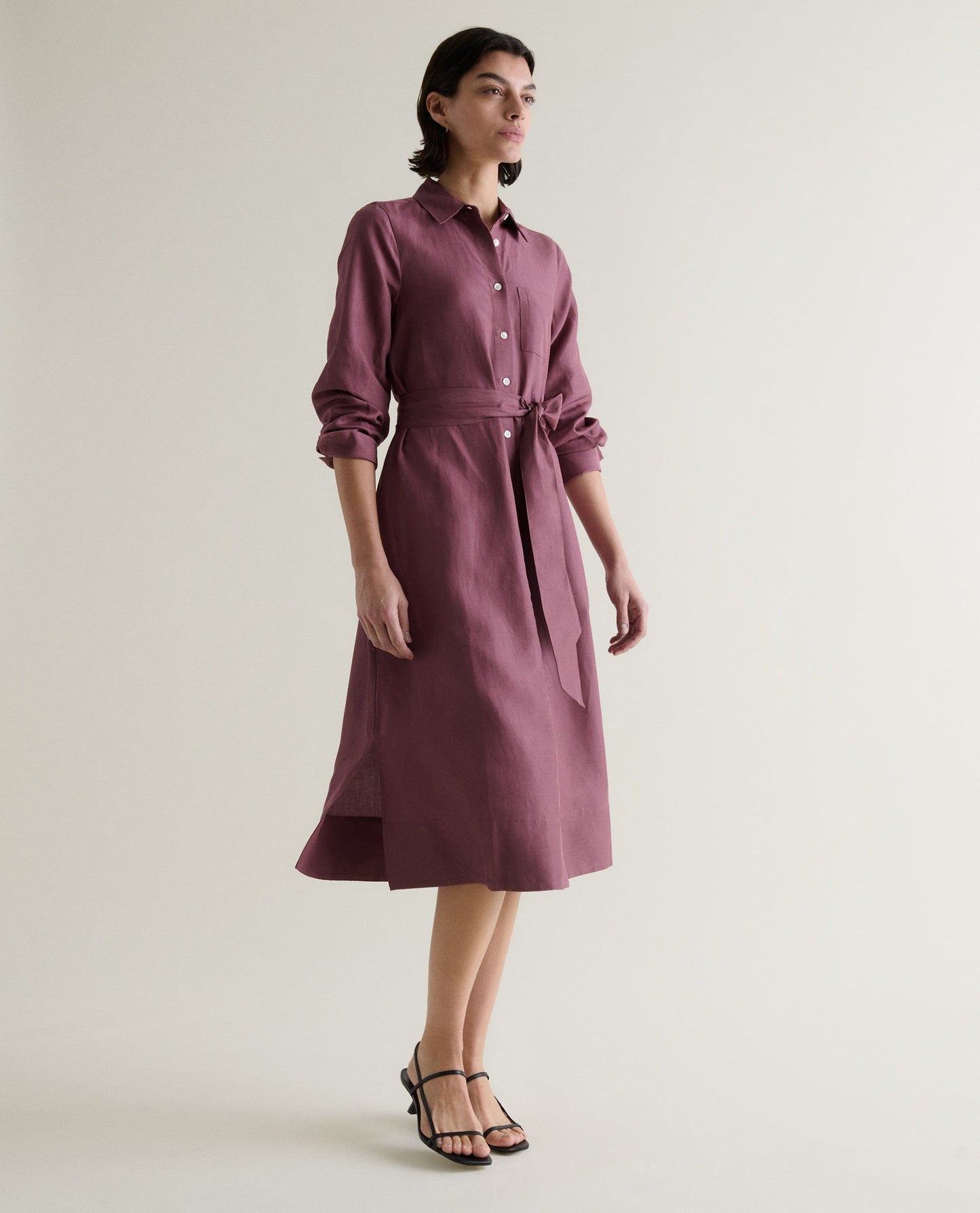 Women's Future-Linen Shirt Dress - Smoky Lilac