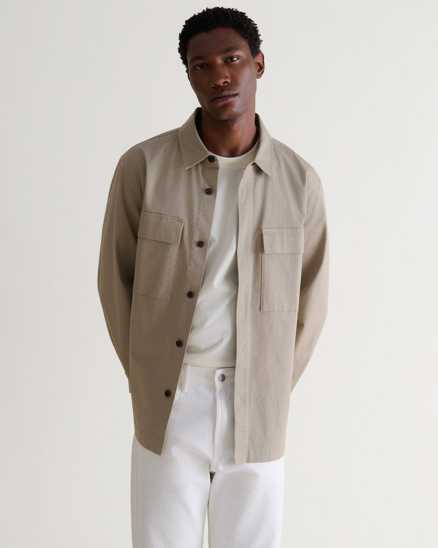 Men's Heavy-Weight Cotton Overshirt - Stone